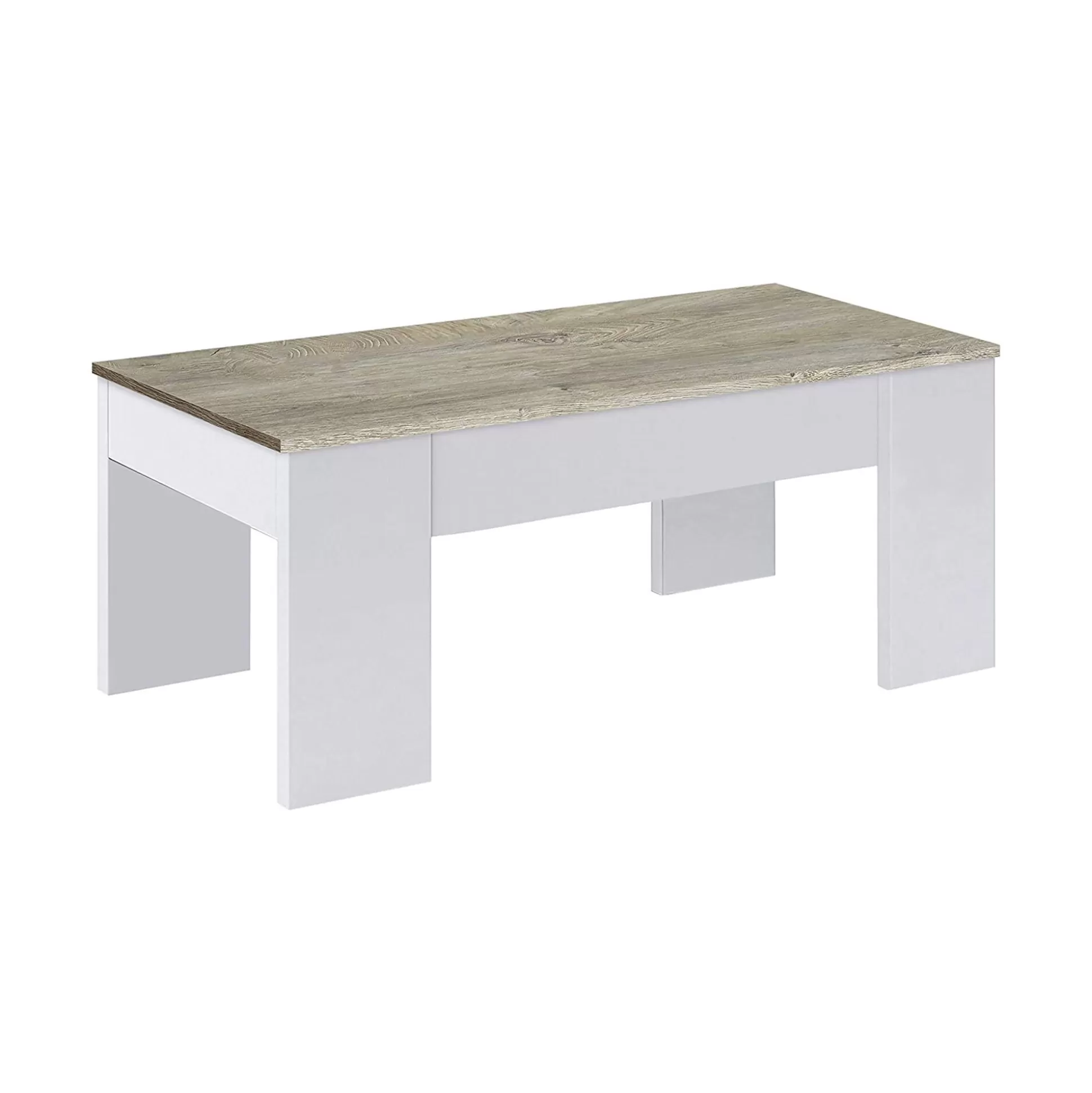 Dmora Tavolini Da Salotto<Tavolino da salotto Dleal, 100x50h45/56 cm, Bianco e Rovere Nodi