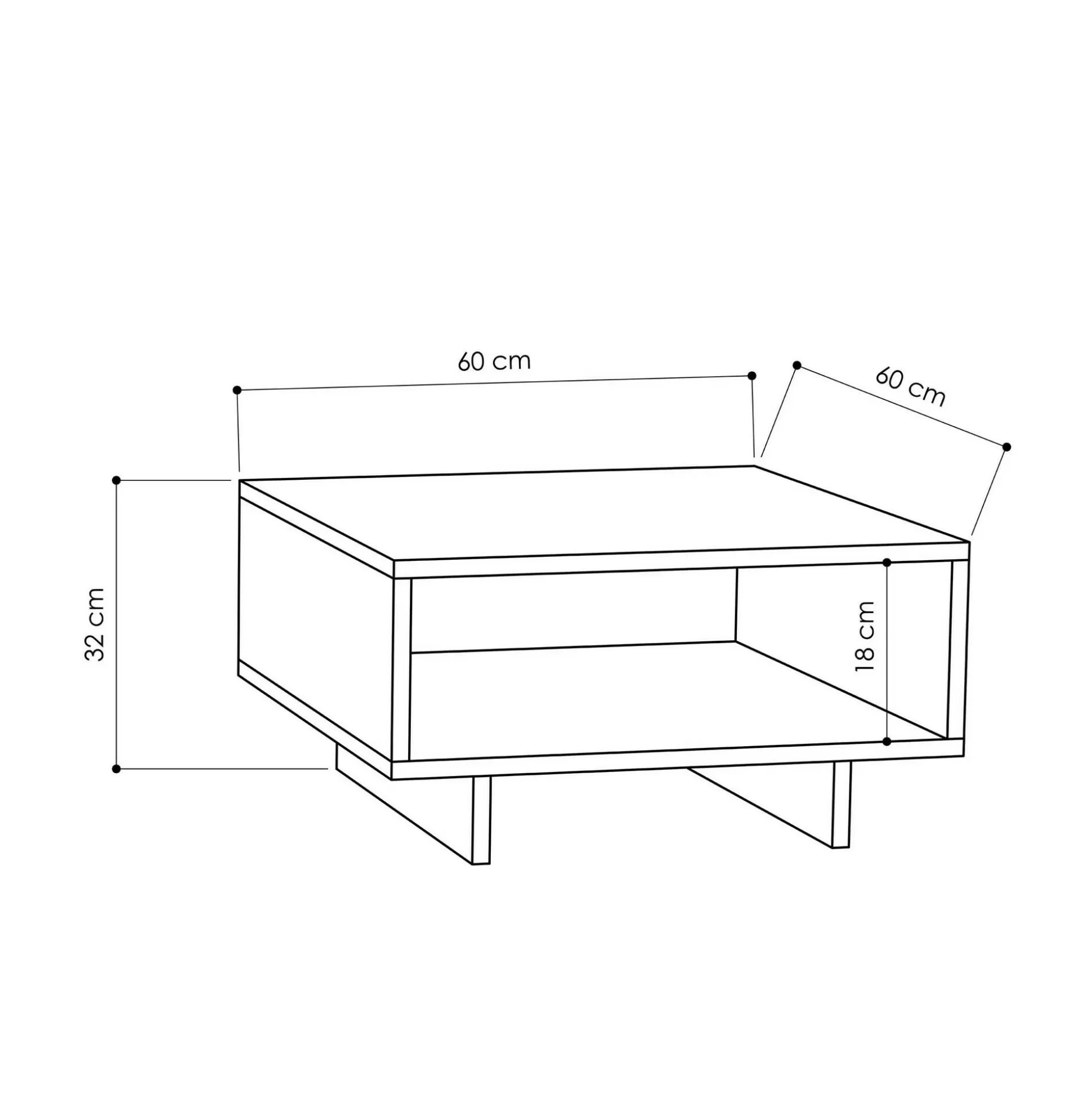 Dmora Tavolini Da Salotto<Tavolino da salotto Dlucchett, 60x60 h32 cm, Bianco e Antracite