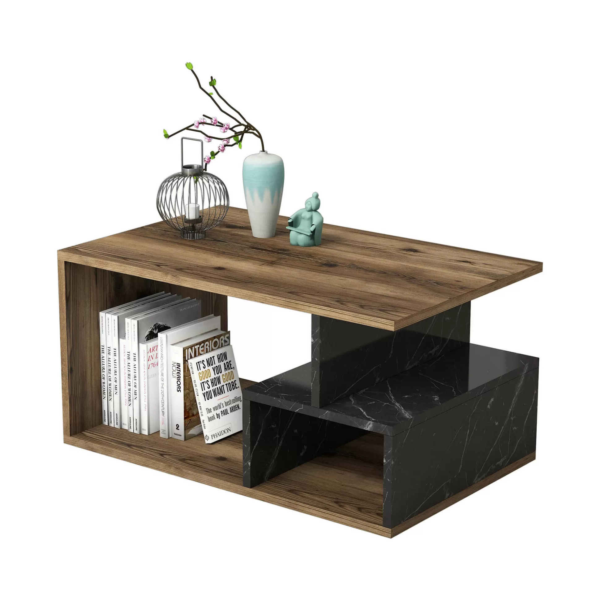 Dmora Tavolini Da Salotto<Tavolino da salotto Dmontefusc, 90x42 h54 cm, Marrone e Grigio