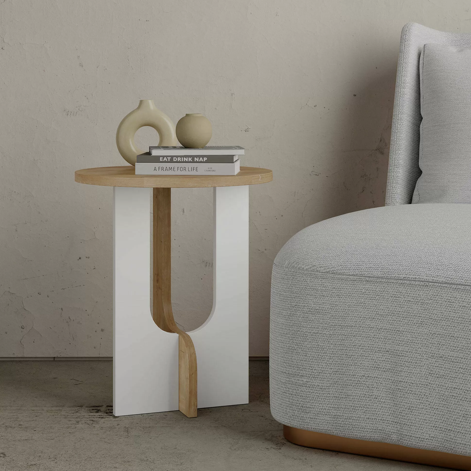 Dmora Tavolini Da Salotto<Tavolino da salotto Dpa, 40x40h47 cm, Rovere e Bianco