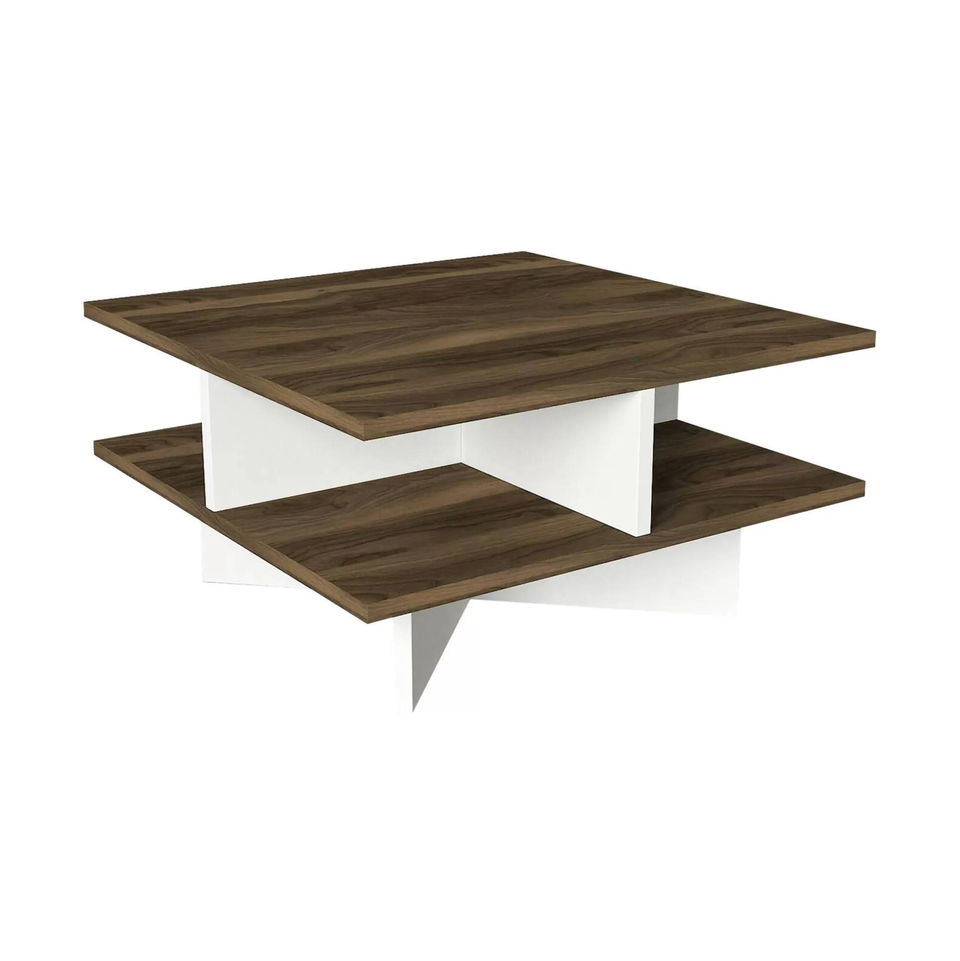 Dmora Tavolini Da Salotto<Tavolino da salotto Dpalmier, 60x60h31 cm, Noce e Bianco