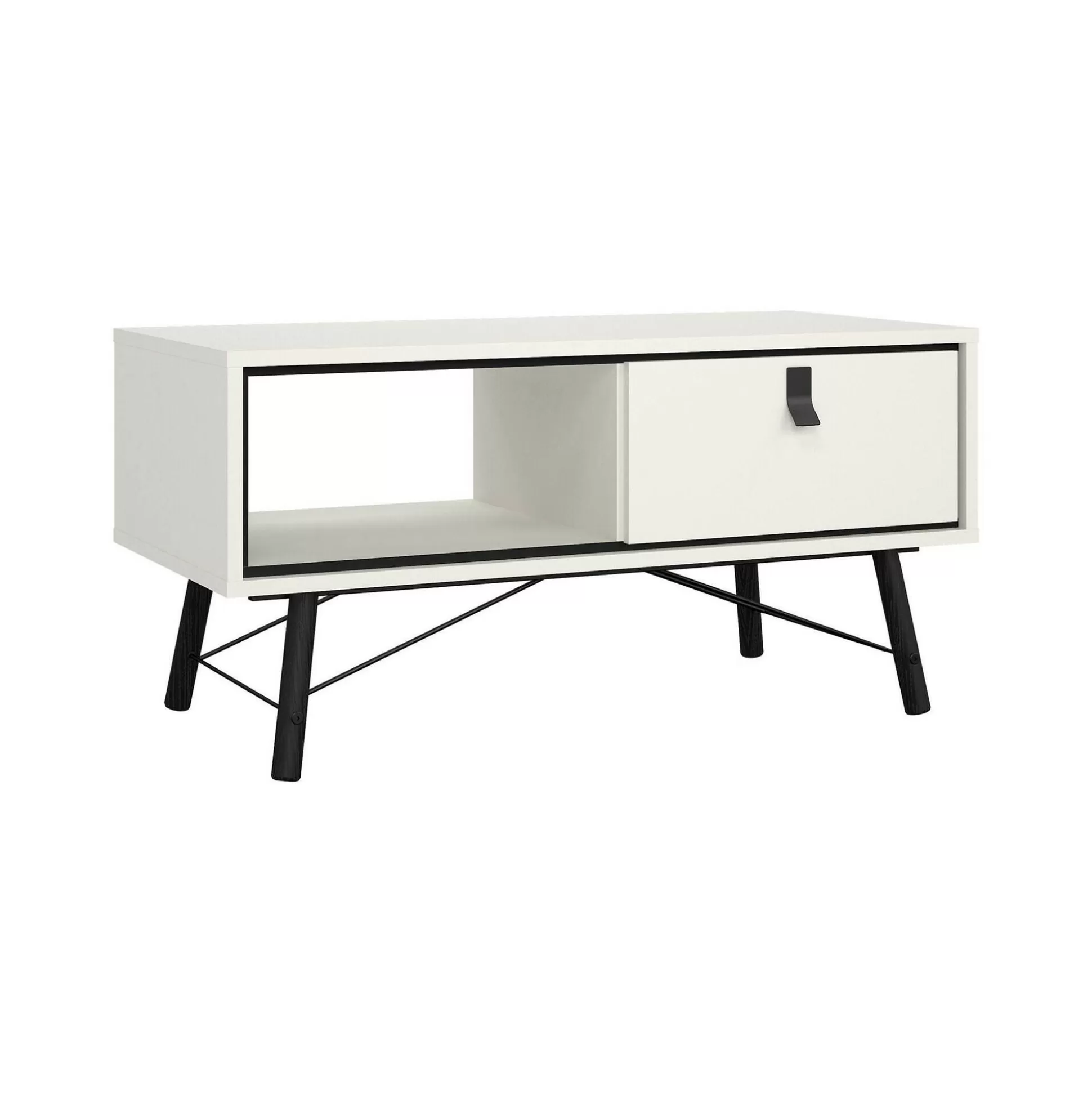 Dmora Tavolini Da Salotto<Tavolino da salotto Dvalot, 48x102 h50 cm, Bianco e Nero