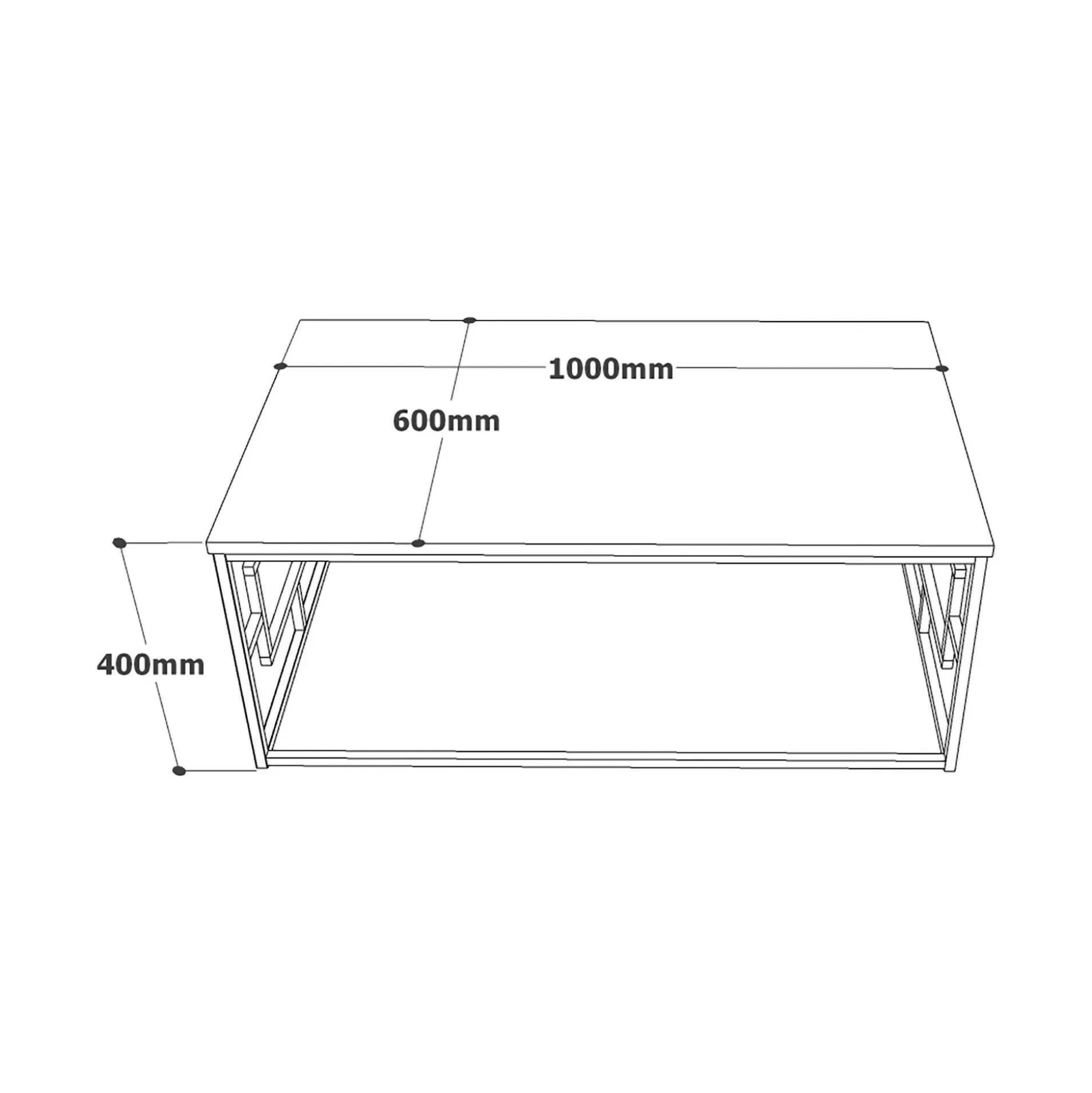 Dmora Tavolini Da Salotto<Tavolino da salotto Franca, 100x60h40 cm, Bianco e Oro