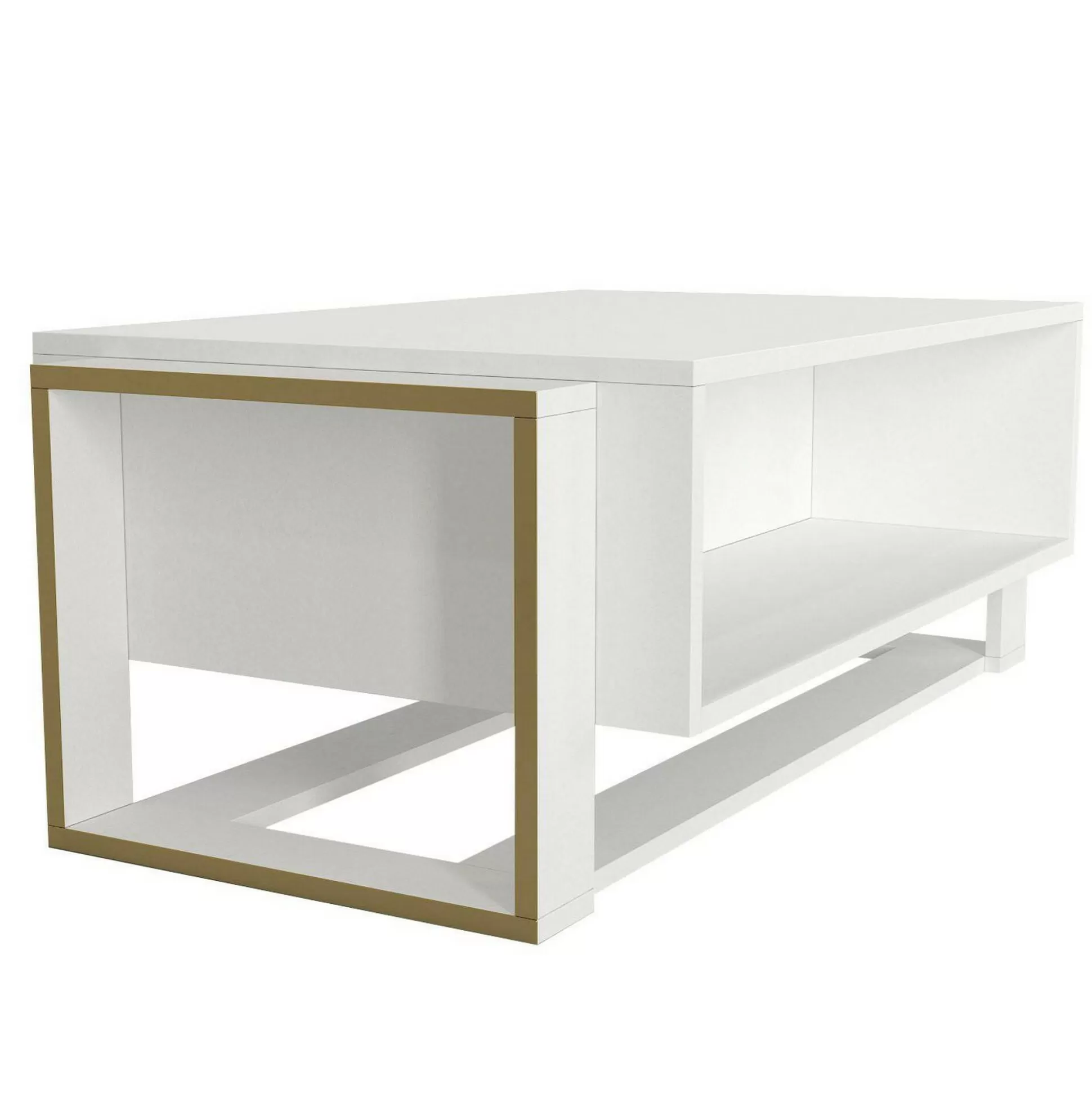 Dmora Tavolini Da Salotto<Tavolino da salotto Gigliola, 106x60h40 cm, Bianco e Oro