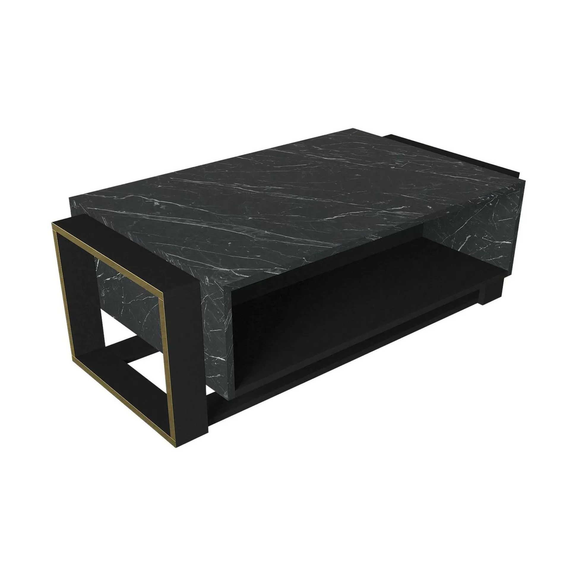 Dmora Tavolini Da Salotto<Tavolino da salotto Gigliola, 106x60h40 cm, Nero e Oro