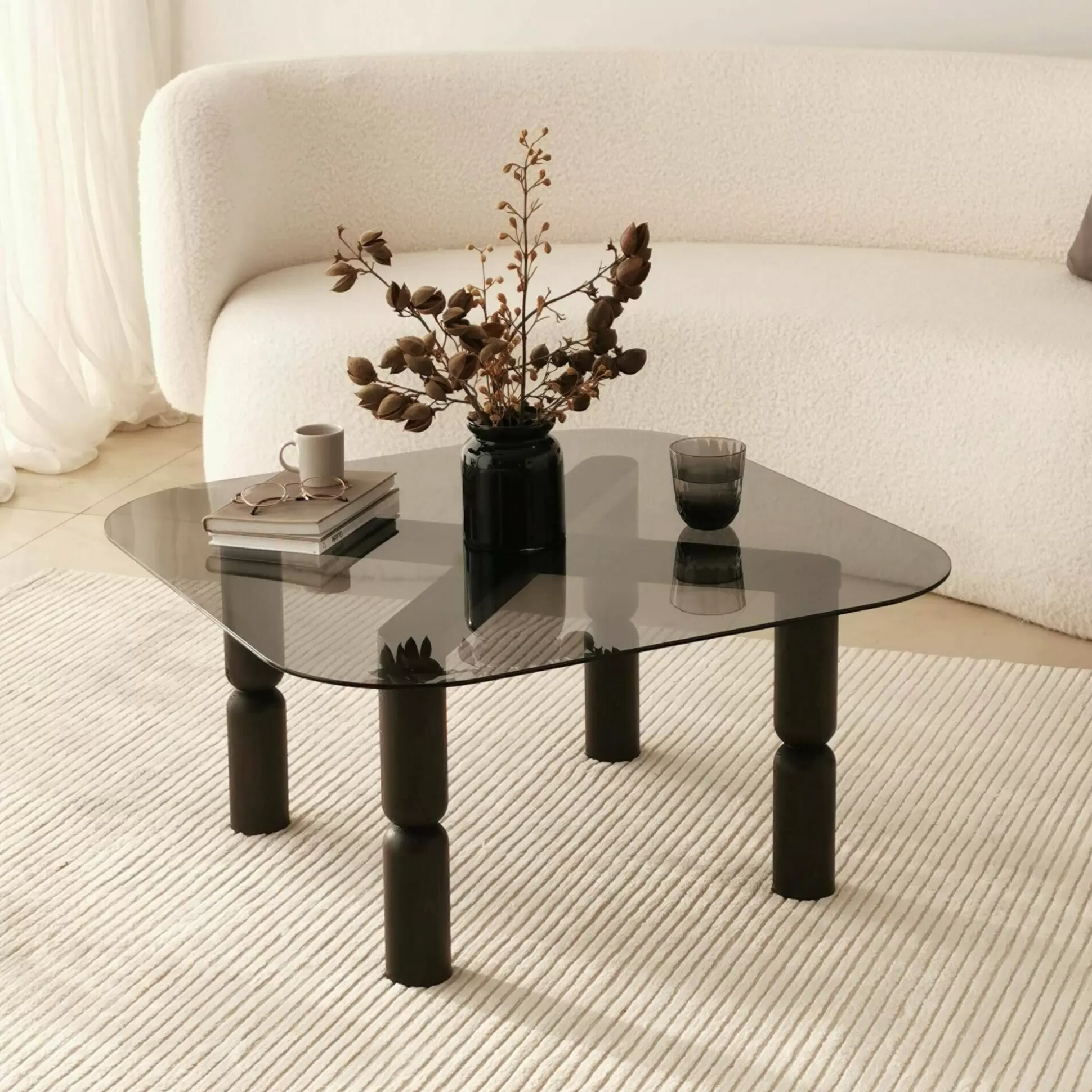 Dmora Tavolini Da Salotto<Tavolino da salotto Gran, 80x80h40 cm, Antracite e Fumè