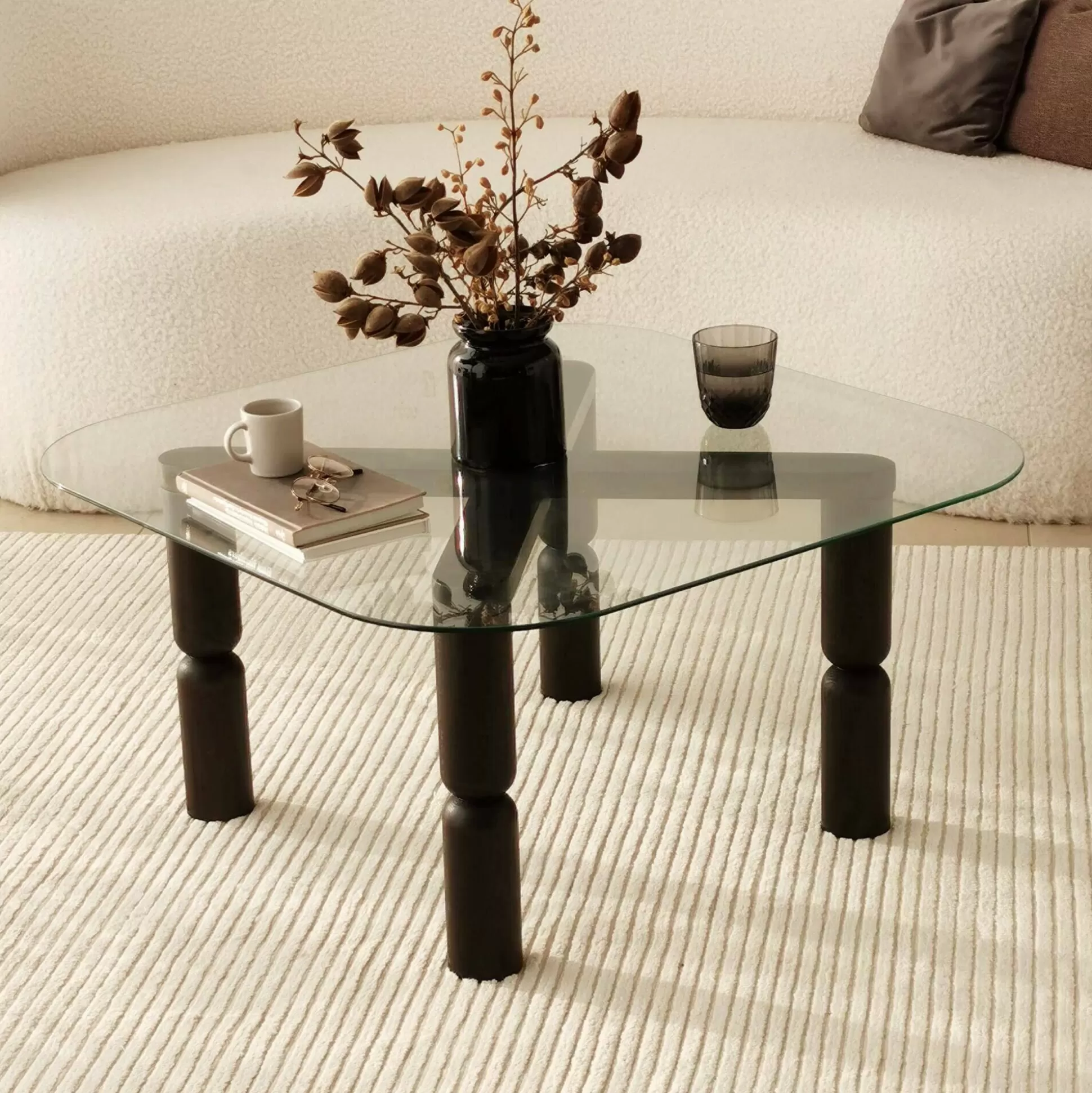 Dmora Tavolini Da Salotto<Tavolino da salotto Gran, 80x80h40 cm, Antracite e Trasparente