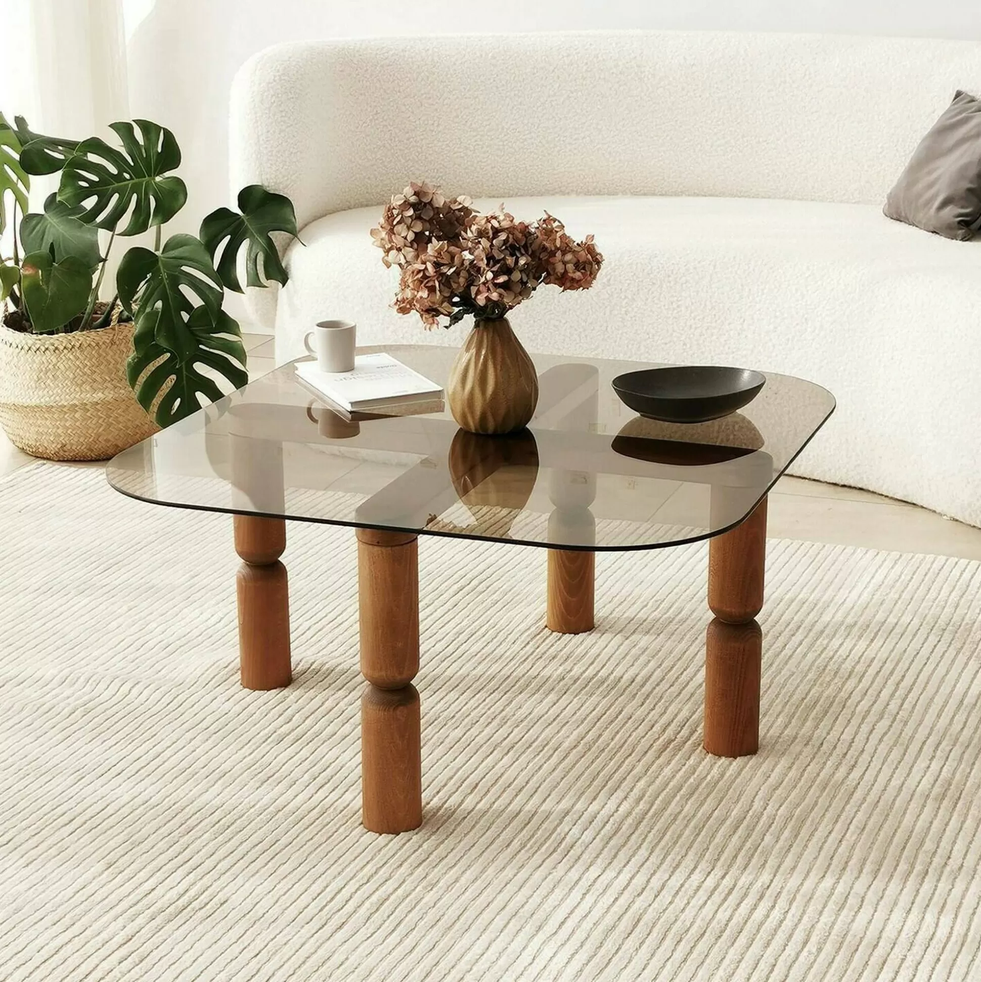 Dmora Tavolini Da Salotto<Tavolino da salotto Gran, 80x80h40 cm, Noce e Fumè