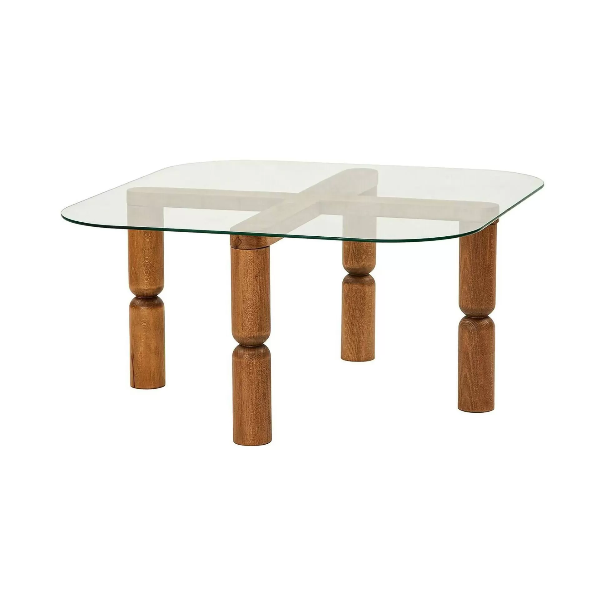 Dmora Tavolini Da Salotto<Tavolino da salotto Gran, 80x80h40 cm, Noce e Trasparente