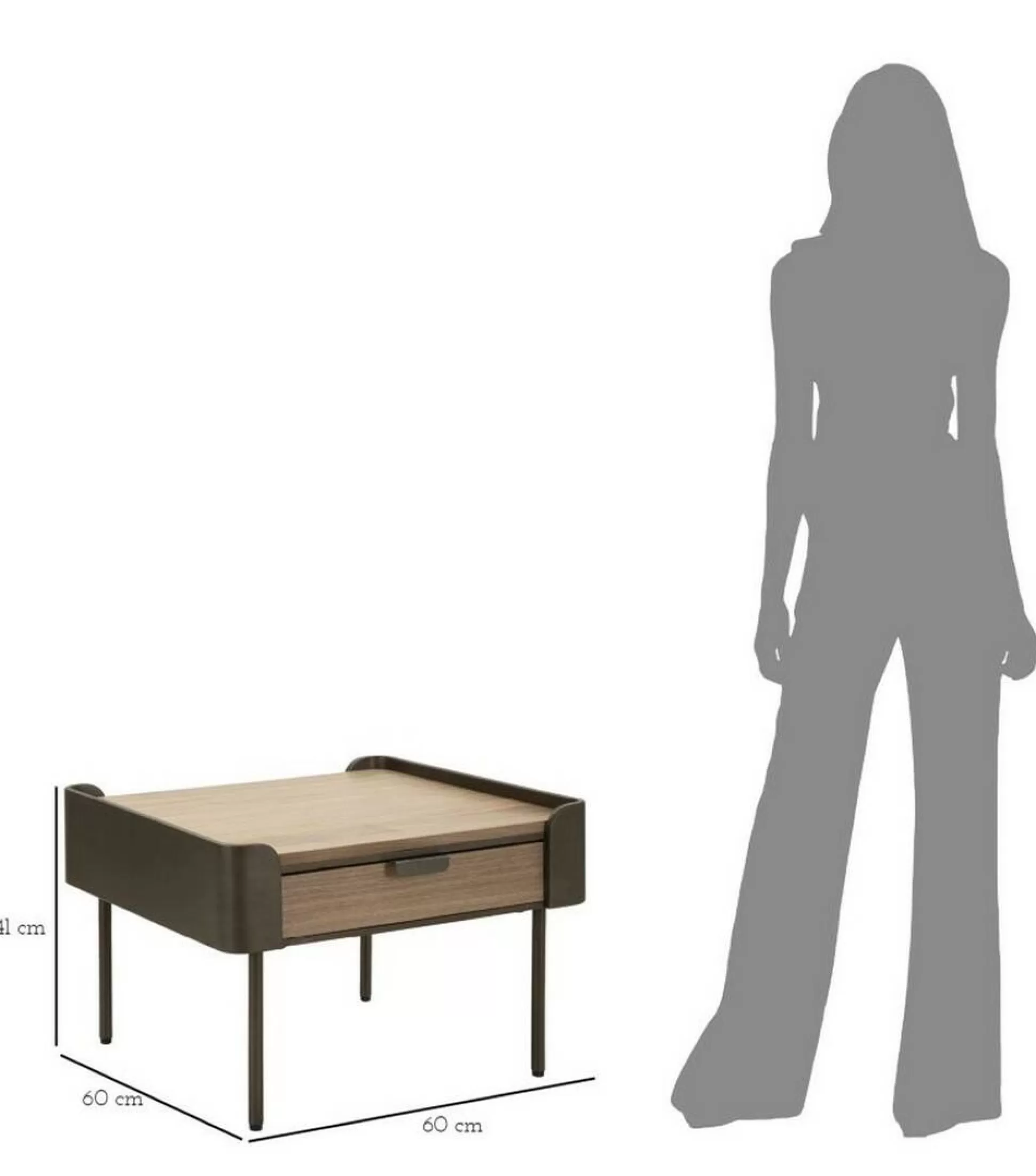 Dmora Tavolini Da Salotto<Tavolino da salotto Icona, 60x60 h41 cm, Grigio e Marrone