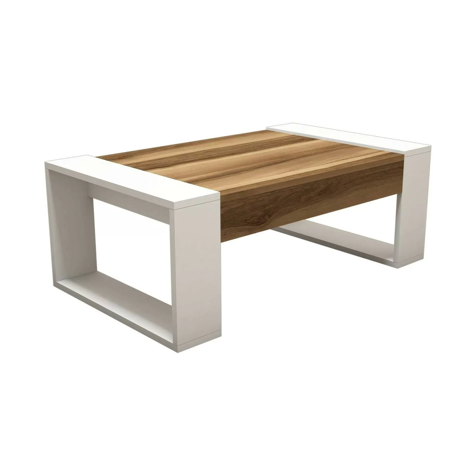 Dmora Tavolini Da Salotto<Tavolino da salotto Kaffa, 102x60h38 cm, Noce e Bianco