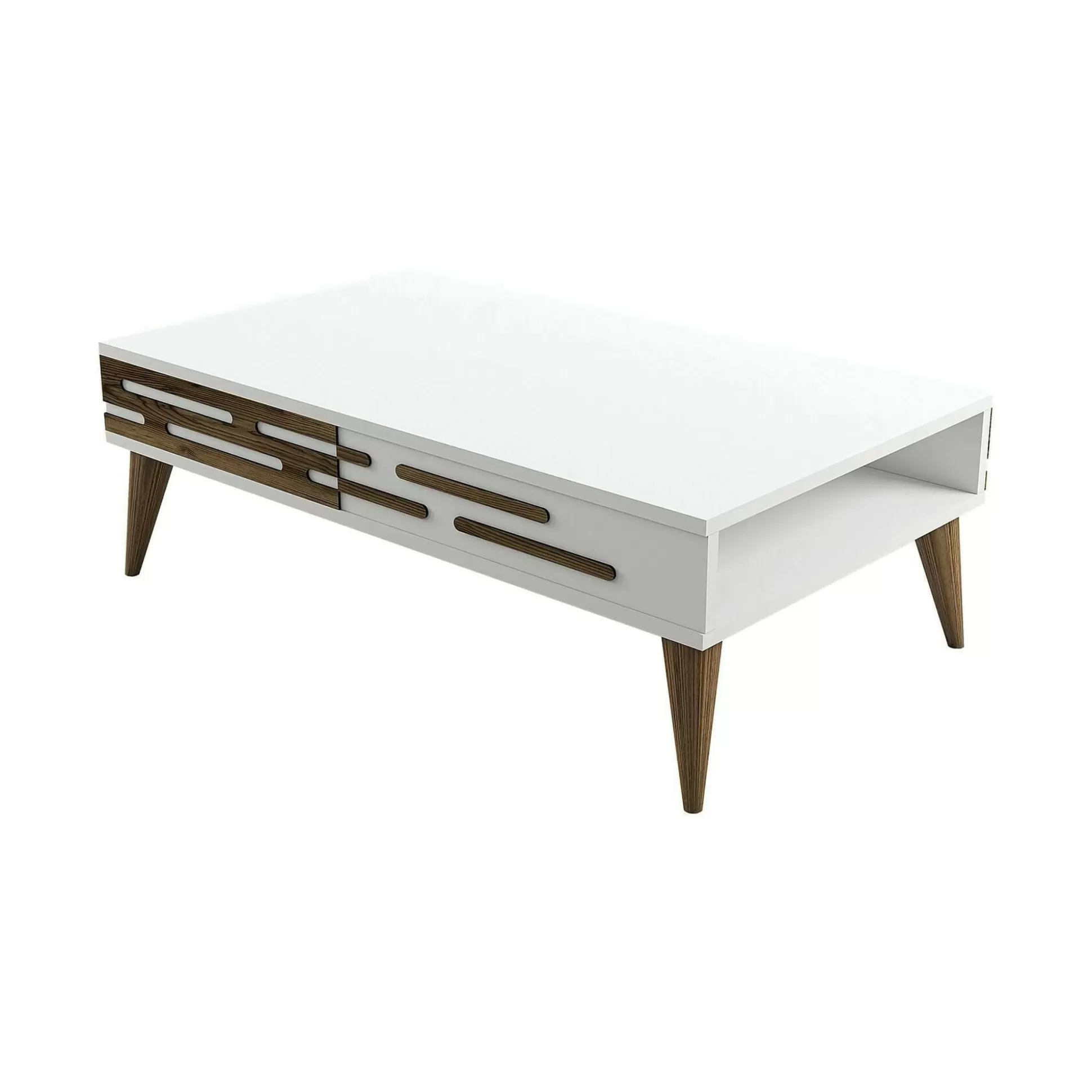 Dmora Tavolini Da Salotto<Tavolino da salotto Mansuk, 105x35h60 cm, Noce e Bianco