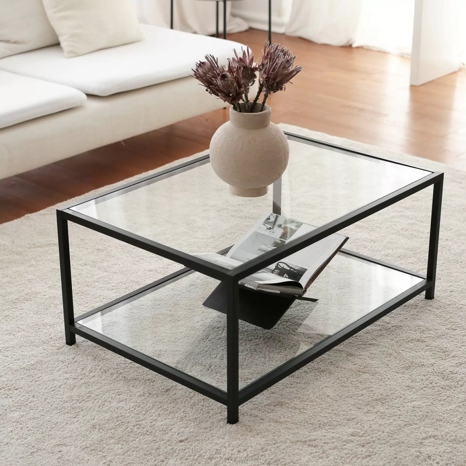 Dmora Tavolini Da Salotto<Tavolino da salotto Mina, 90x60h40 cm, Tortora e Nero
