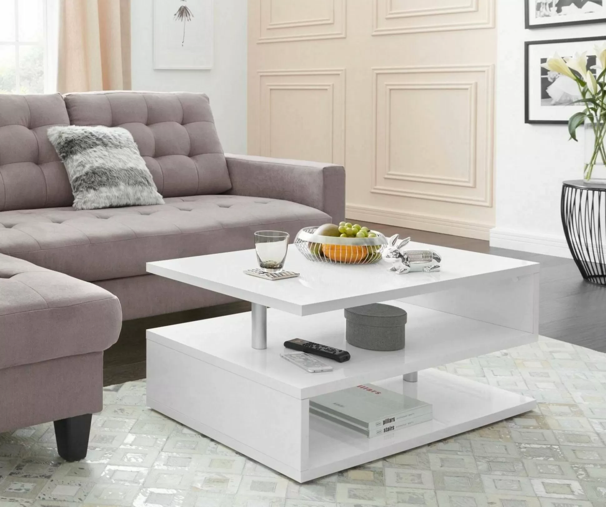 Dmora Tavolini Da Salotto<Tavolino da salotto Natalia, 90x55h41 cm, lucido