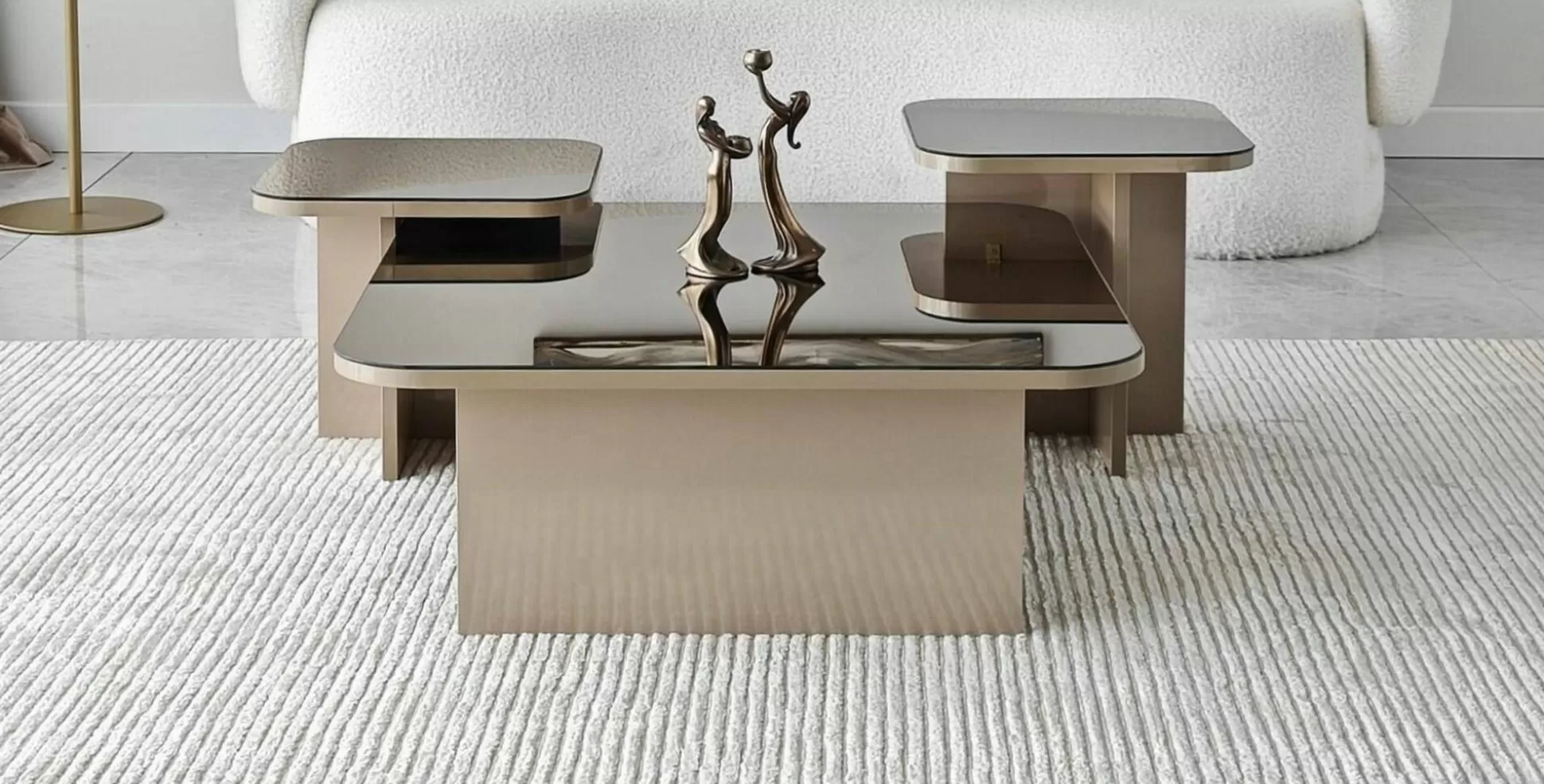 Dmora Tavolini Da Salotto<Tavolino da salotto Nuummite, 80x80h40 cm, Tortora e Fumè