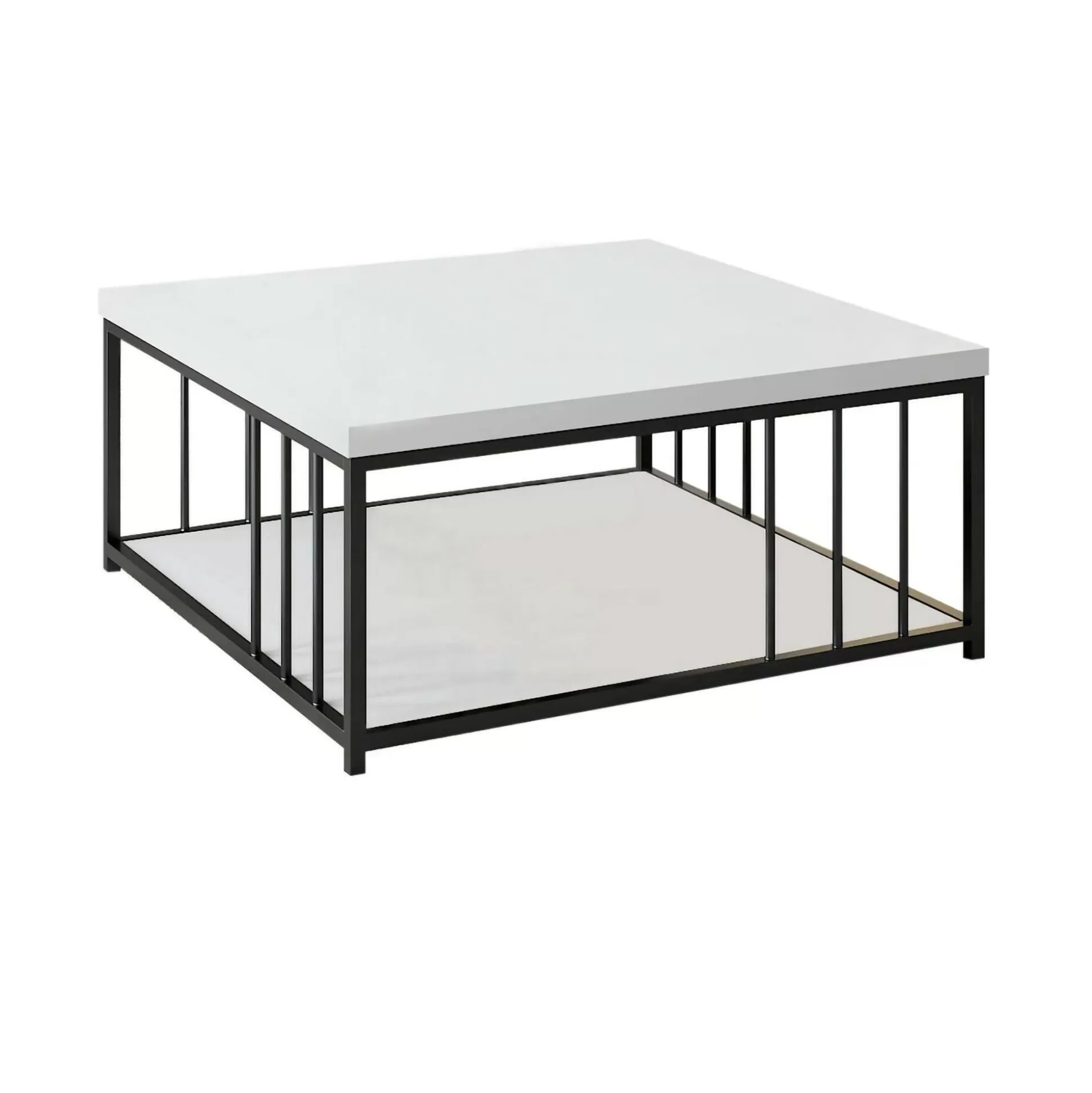 Dmora Tavolini Da Salotto<Tavolino da salotto Raiden, 90x90h40 cm, Bianco e Nero