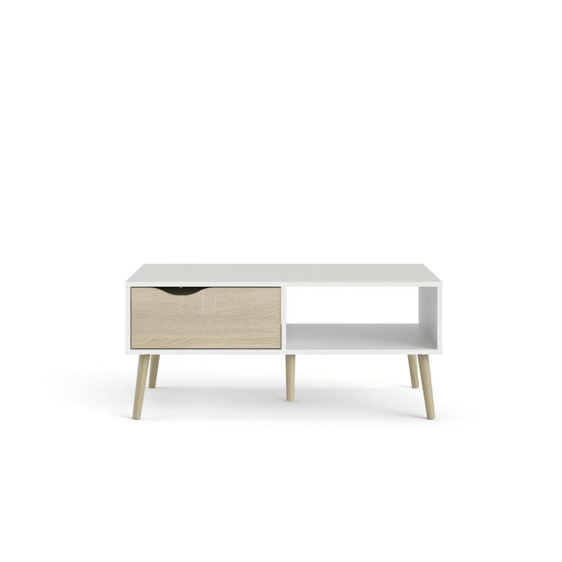 Dmora Tavolini Da Salotto<Tavolino da salotto Sfene, 99x60 h43 cm, Bianco e Quercia