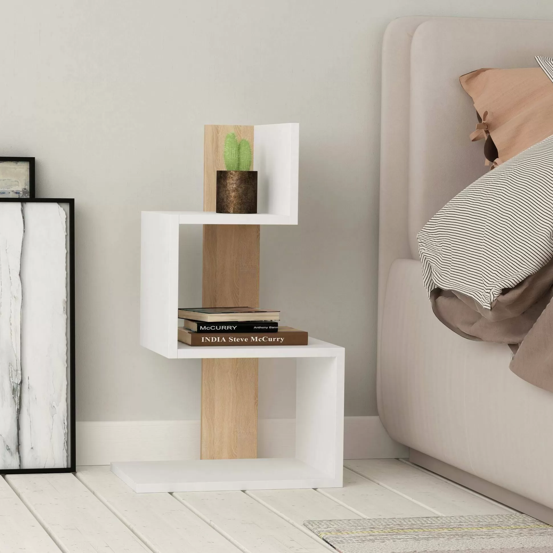 Dmora Tavolini Da Salotto<Tavolino da salotto Umbro, 42x30h72 cm, Bianco e Rovere