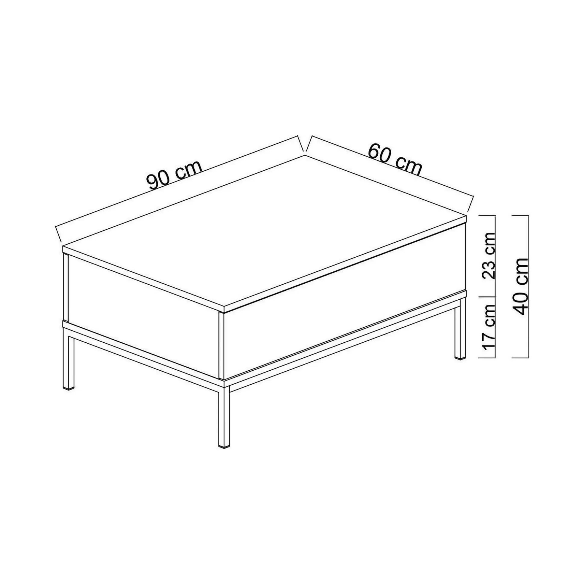 Dmora Tavolini Da Salotto<Tavolino da salotto Vespero, 90x60h40 cm, Bianco e Oro