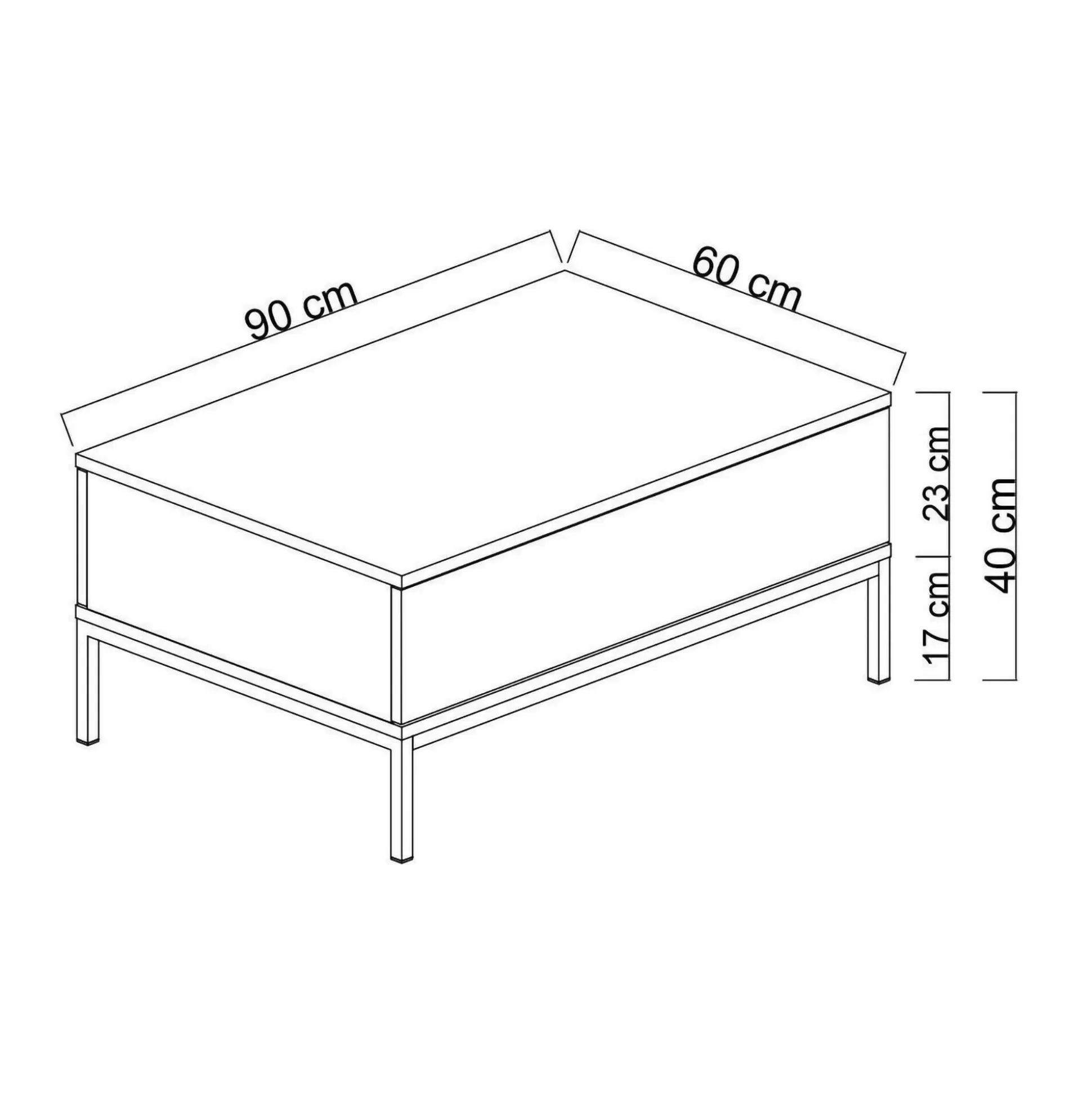 Dmora Tavolini Da Salotto<Tavolino da salotto Vespero, 90x60h40 cm, Nero e Oro
