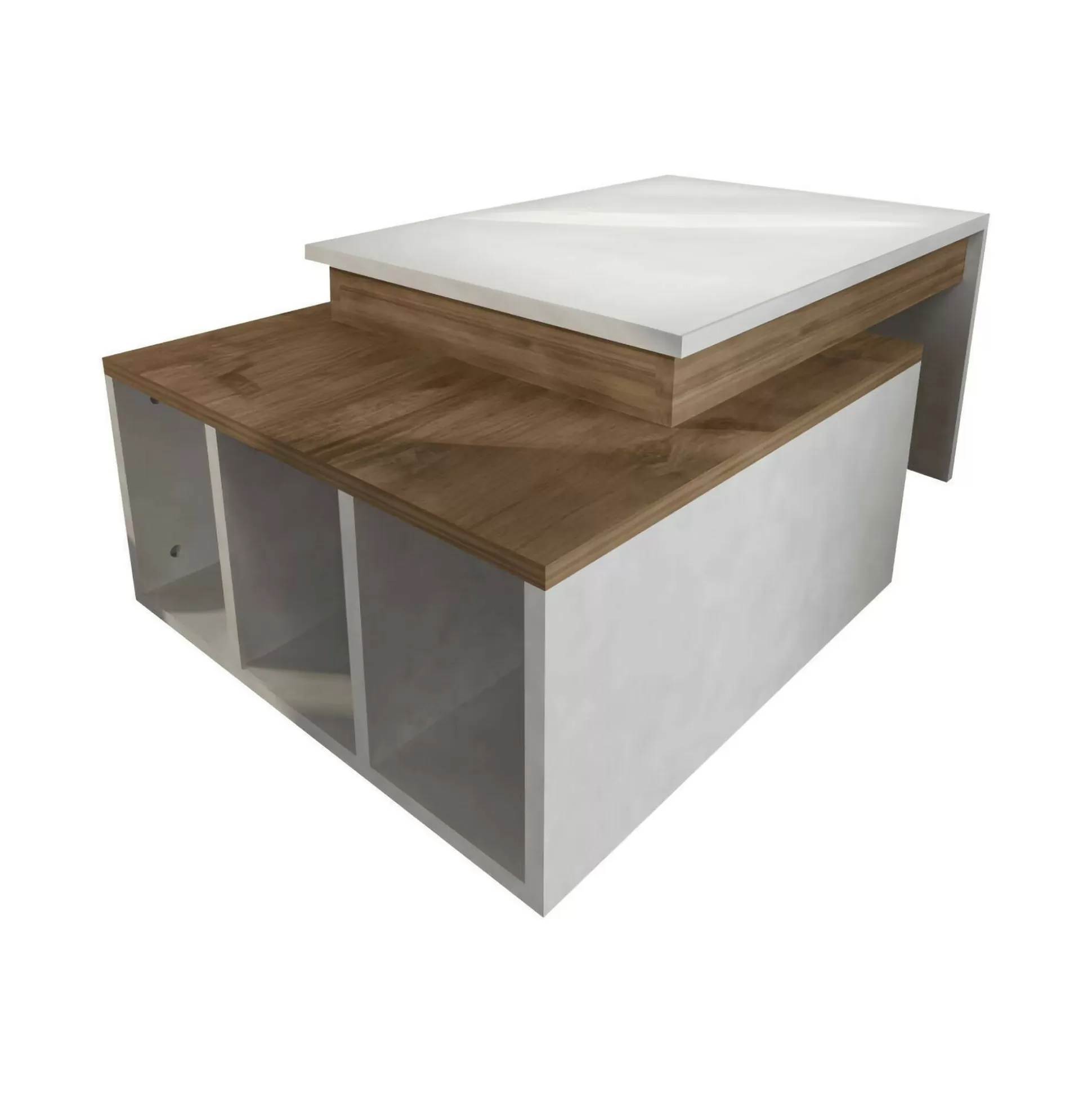 Dmora Tavolini Da Salotto<Tavolino da salotto Virgile, 90x60h37 cm, Bianco e Noce