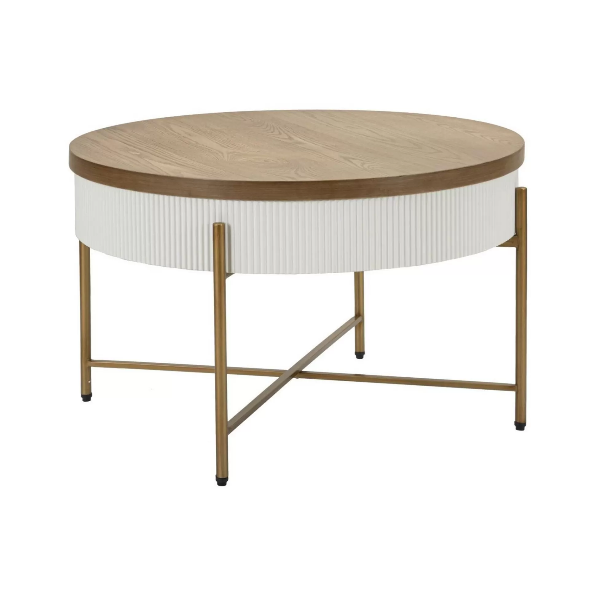 Dmora Tavolini Da Salotto<Tavolino da salotto Yakoi, Bianco e Marrone, 80x80 h48 cm