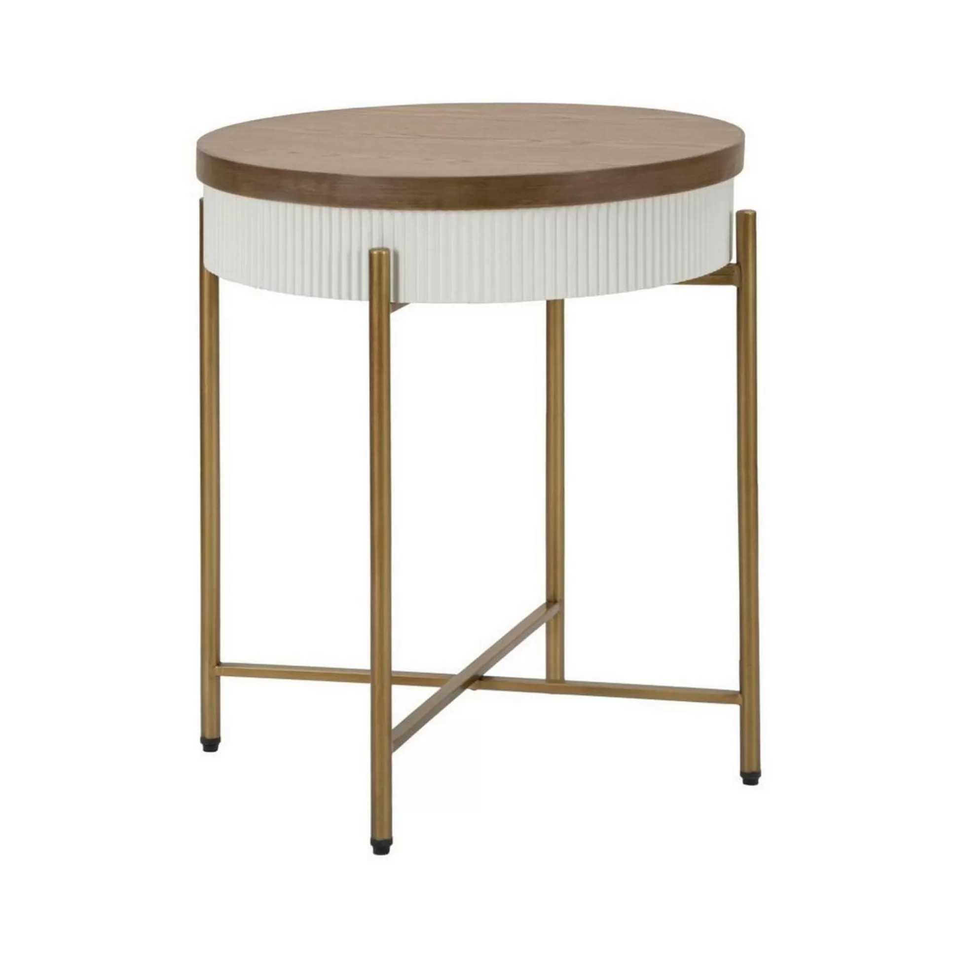 Dmora Tavolini Da Salotto<Tavolino da salotto Yakoi, Bianco e Marrone, 55x55 h61 cm