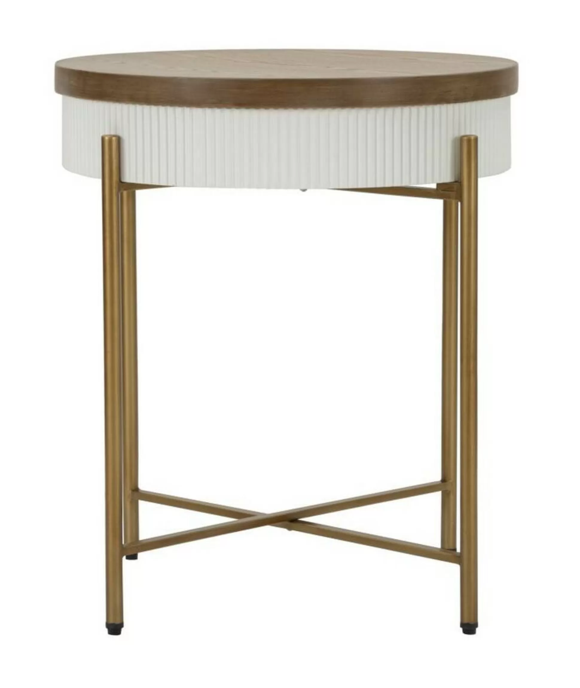 Dmora Tavolini Da Salotto<Tavolino da salotto Yakoi, Bianco e Marrone, 55x55 h61 cm