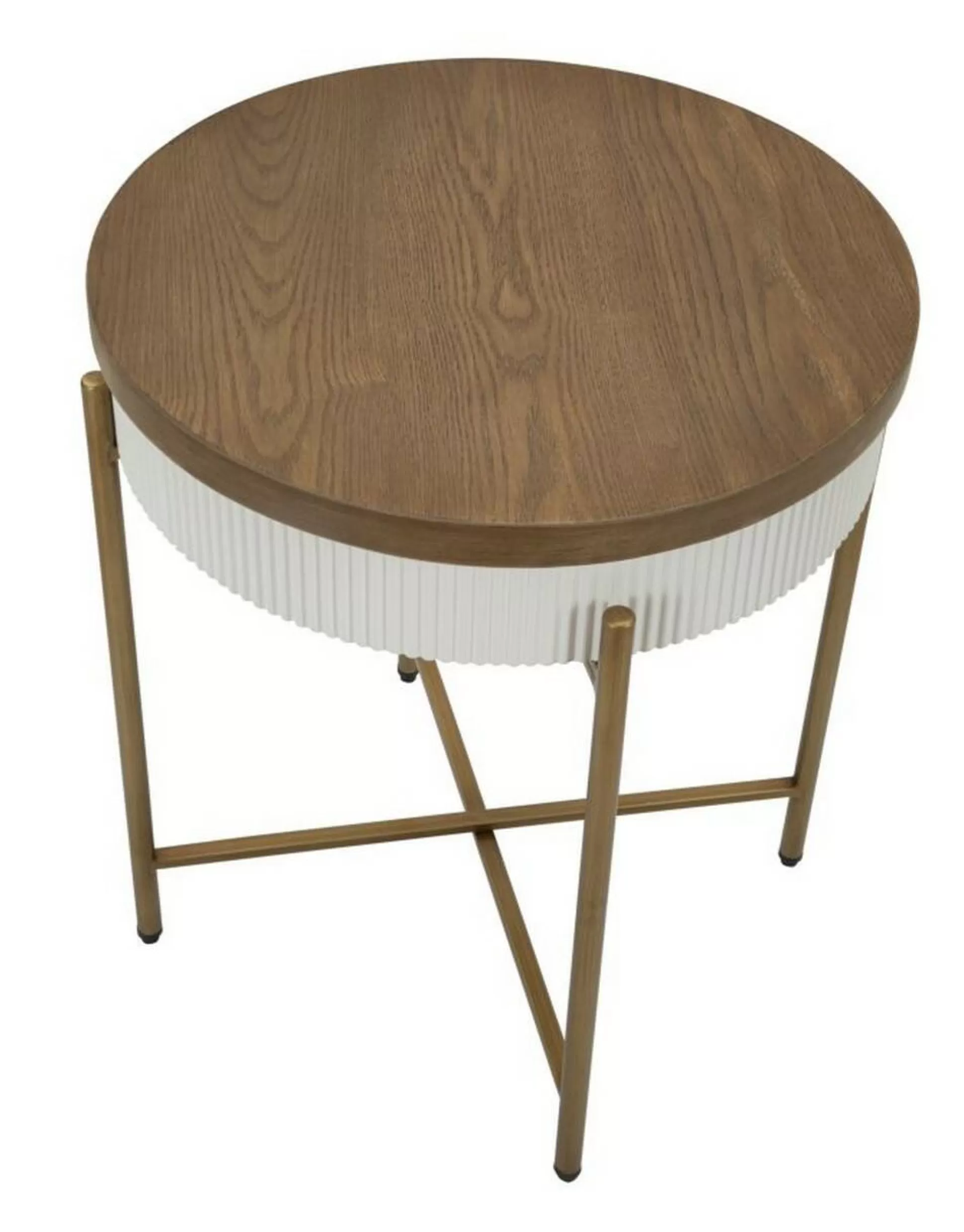 Dmora Tavolini Da Salotto<Tavolino da salotto Yakoi, Bianco e Marrone, 55x55 h61 cm