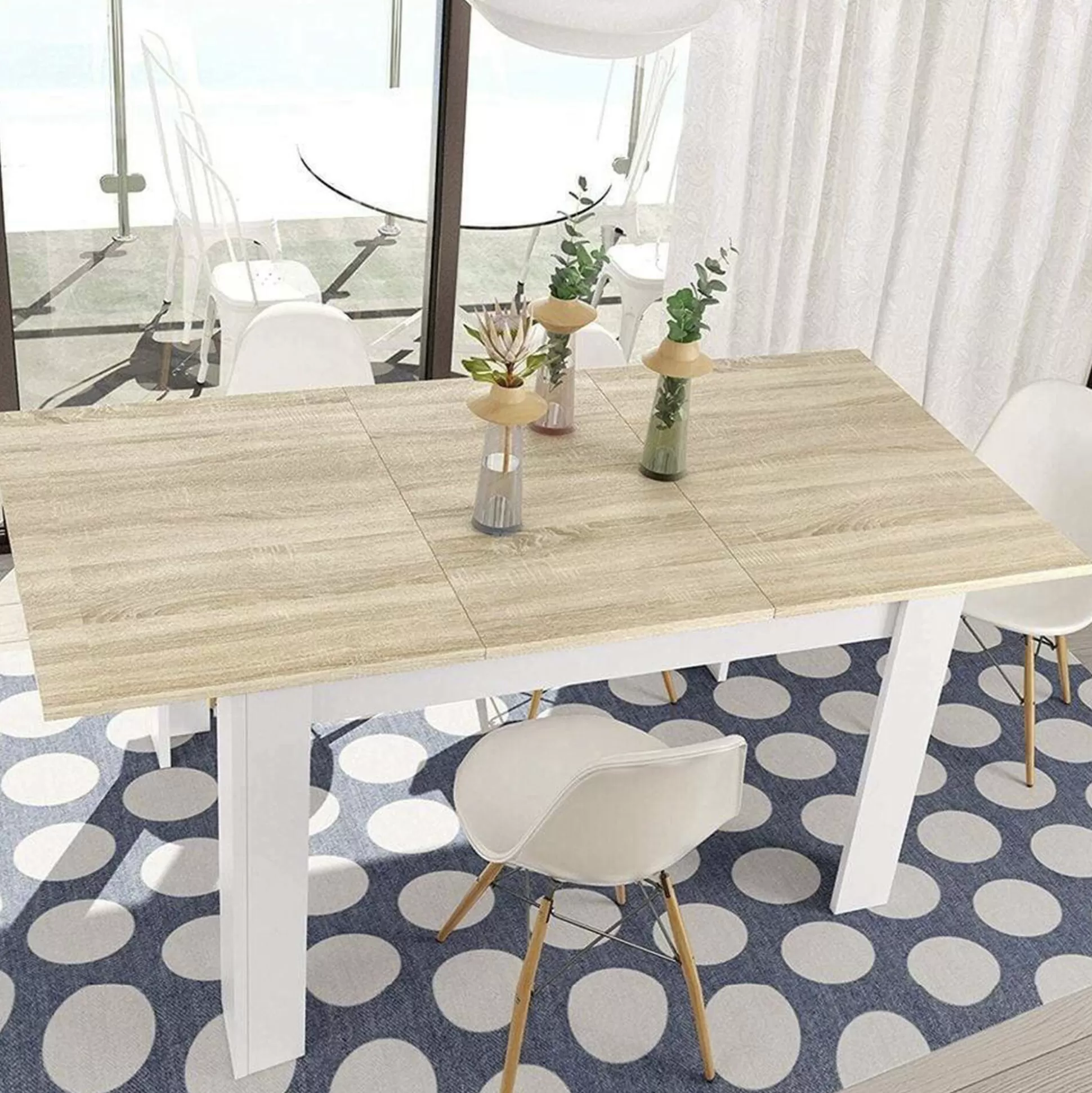 Dmora Tavoli Allungabili<Tavolo allungabile Abudula, 140/190x90h78 cm, Rovere e Bianco