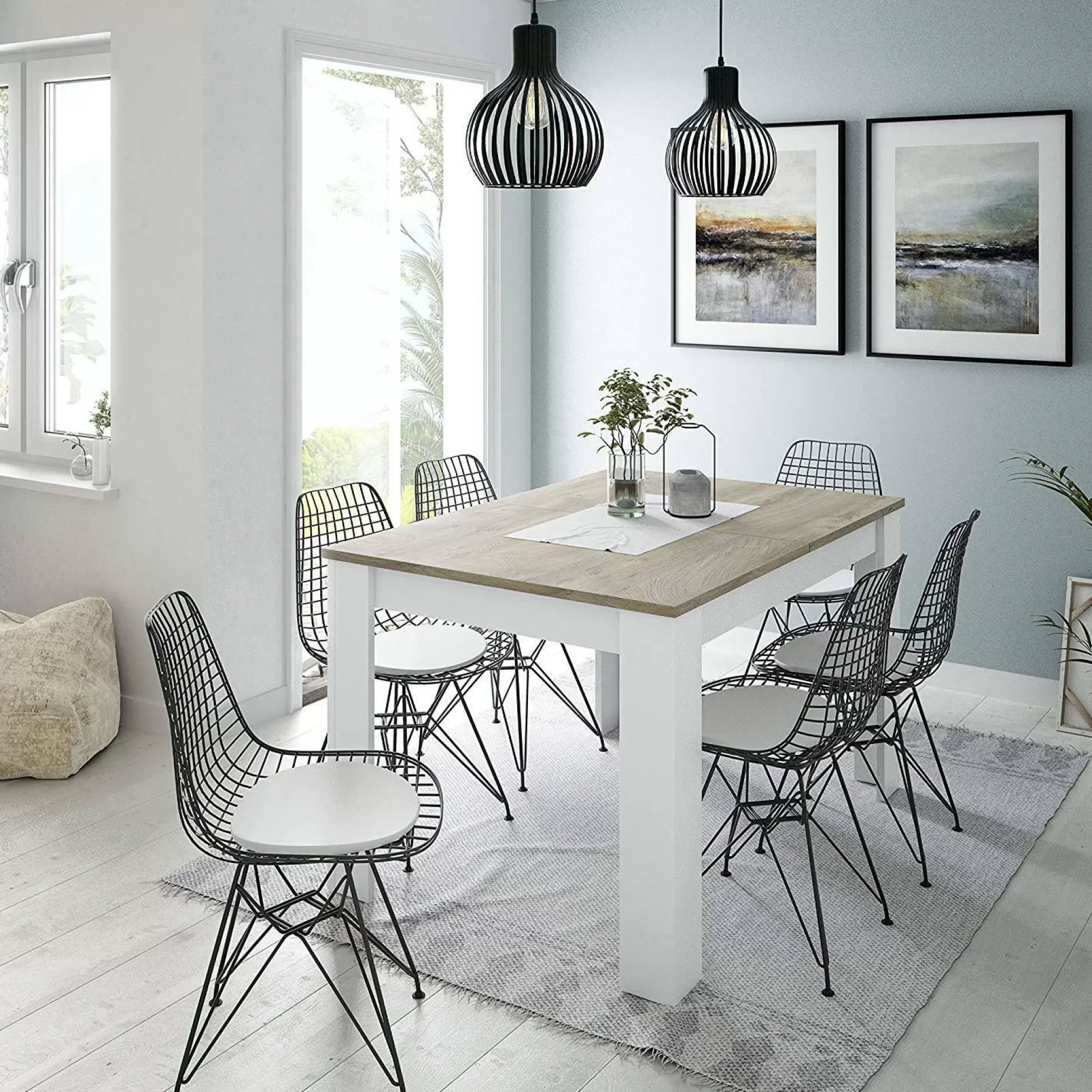 Dmora Tavoli Allungabili<Tavolo allungabile Abudula, 140/190x90h78 cm, Rovere Grigio e Bianco