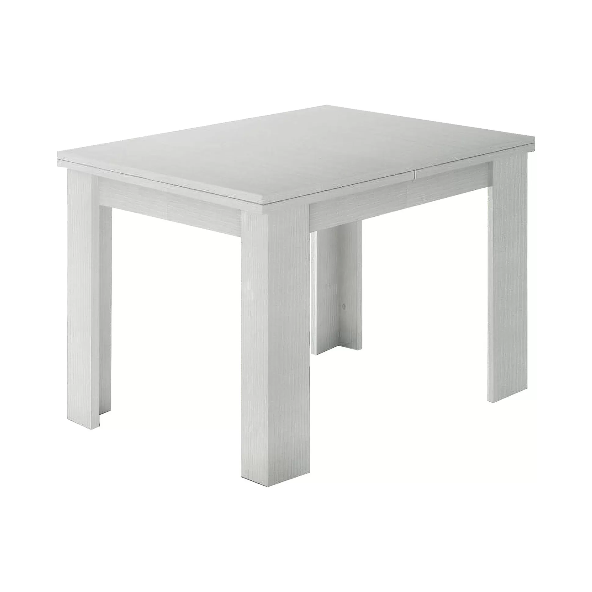 Dmora Tavoli Allungabili<Tavolo allungabile Airin, cm 90x90h75, Bianco lucido Larice