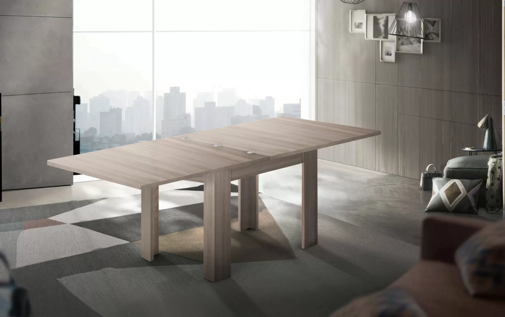 Dmora Tavoli Allungabili<Tavolo allungabile Airin, cm 90x90h75, Olmo perla