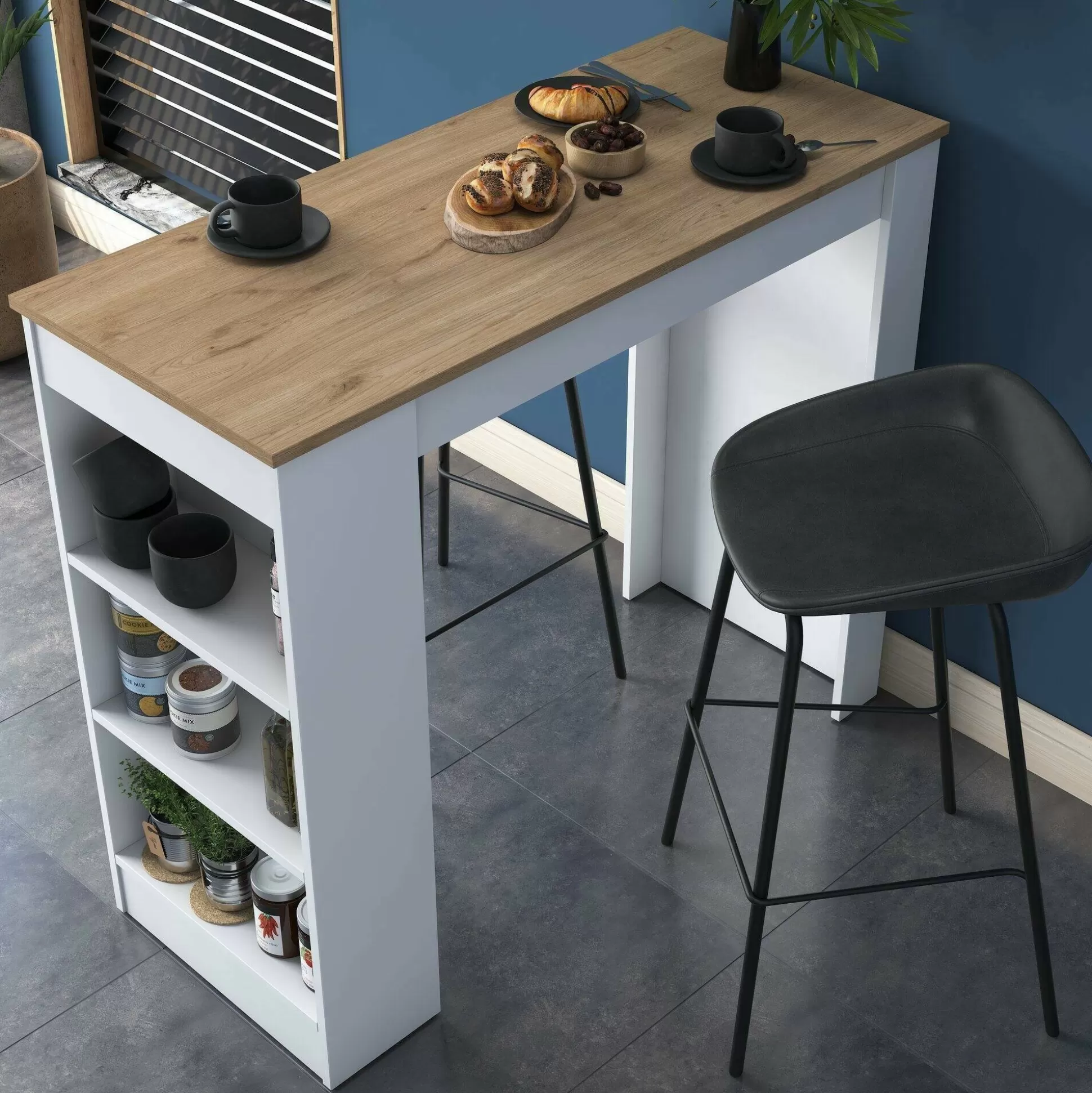 Dmora Tavoli Fissi<Tavolo fisso Assan, 120x50h100 cm, Noce e Bianco
