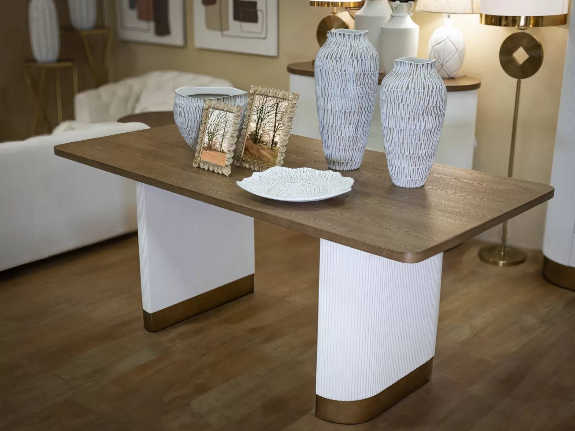 Dmora Tavoli Fissi<Tavolo fisso Brian, 180x90 h76 cm, Bianco e Marrone