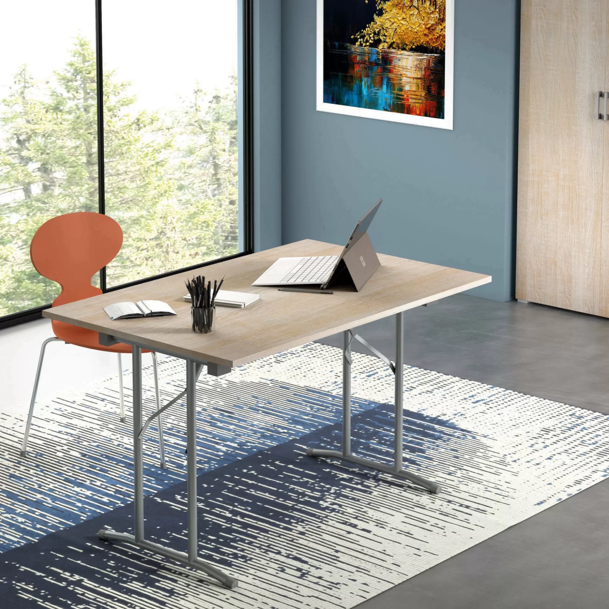 Dmora Tavoli Da Esterno<Tavolo pieghevole Aliena, 125x75h80 cm, Rovere e Grigio