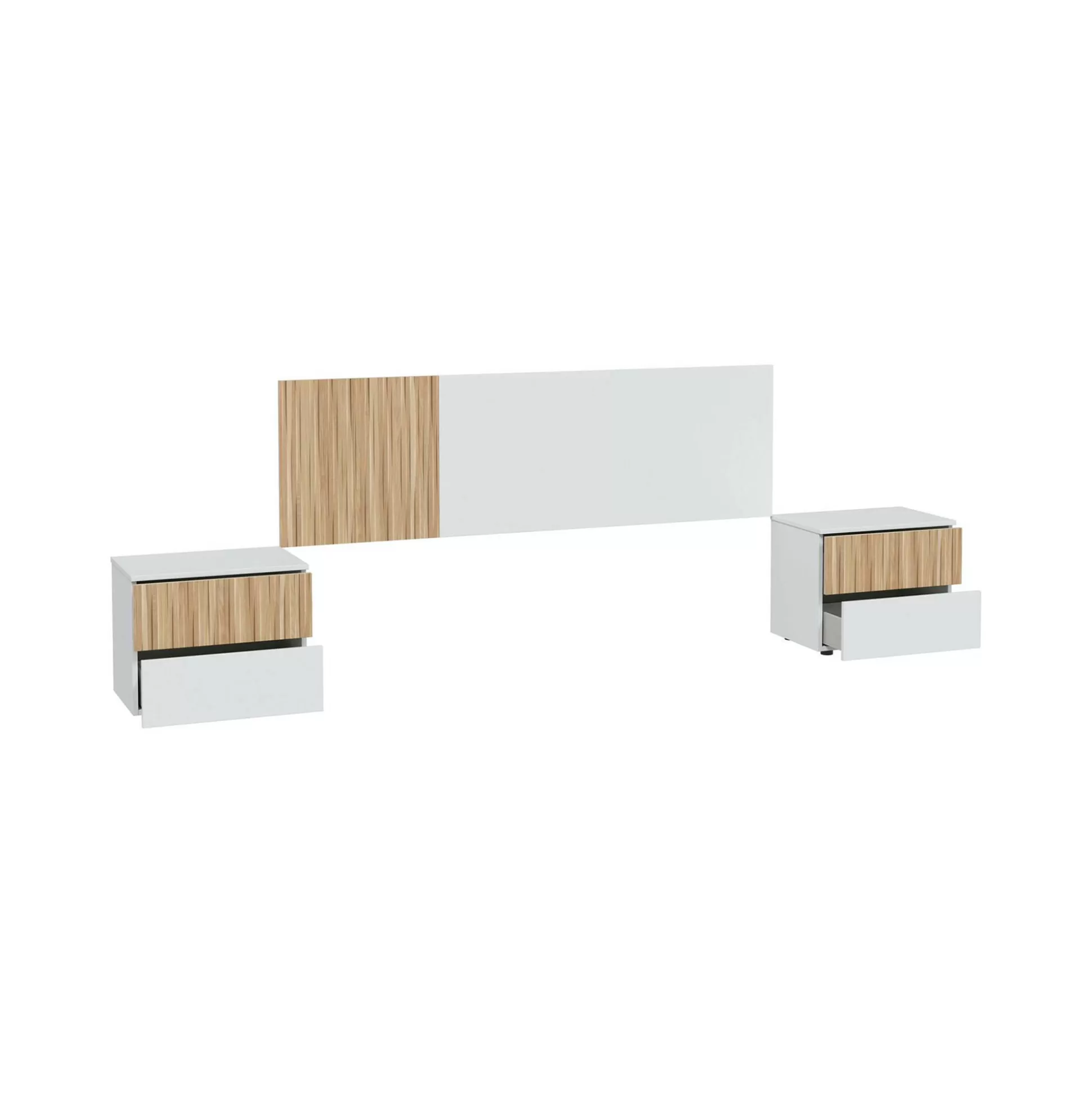 Dmora Letti Matrimoniali<Testiera letto Armony, 266x34h89 cm, Bianco e Rovere