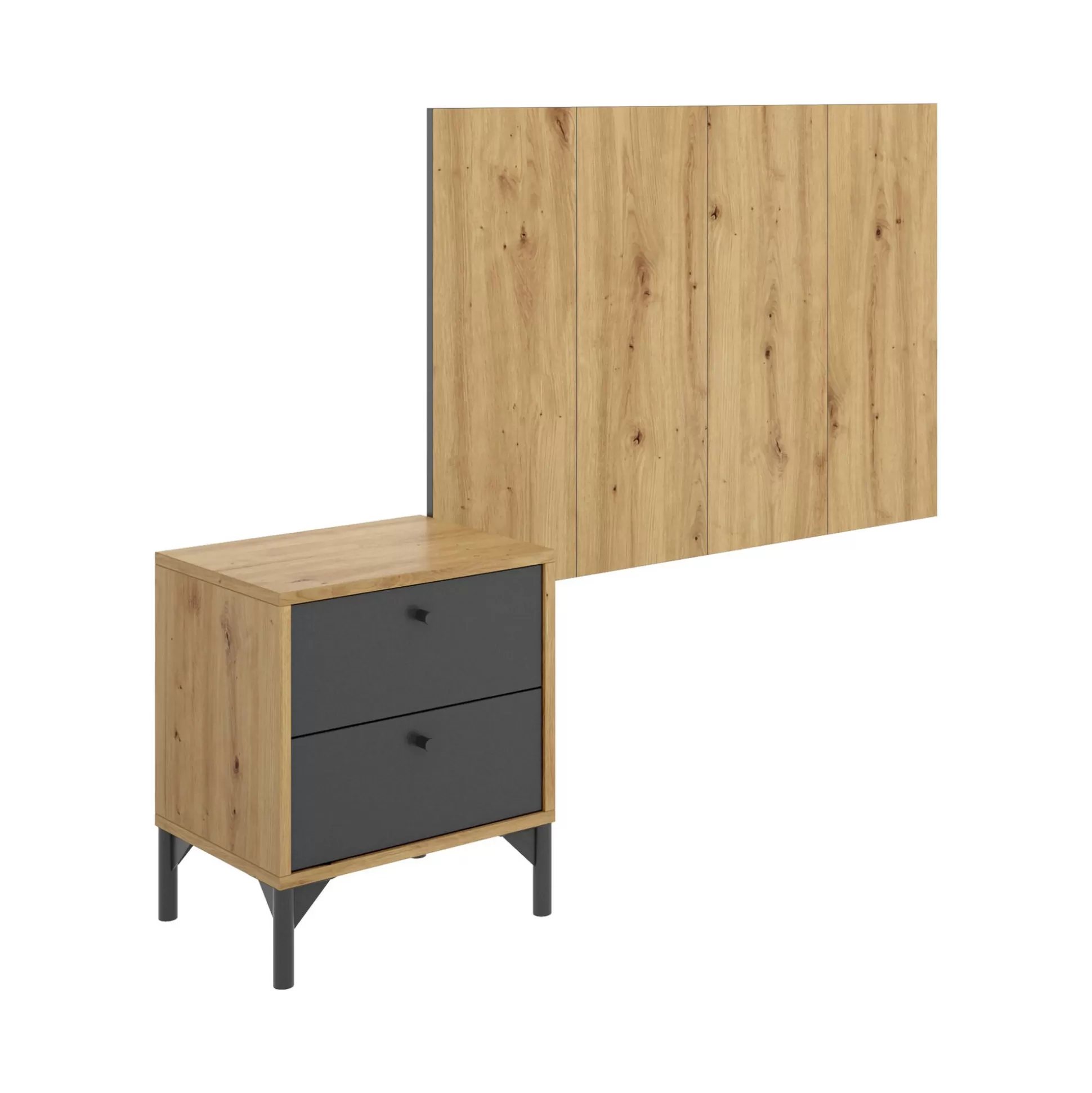 Dmora Letti Singoli<Testiera letto Lily, 99x3h61 cm, Rovere e Antracite