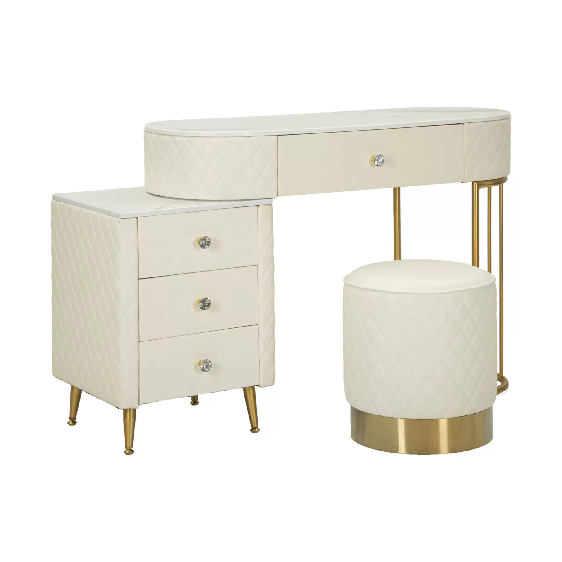 Dmora Consolle<Toeletta Guidobono, 120x40 h75 cm, Bianco e Oro