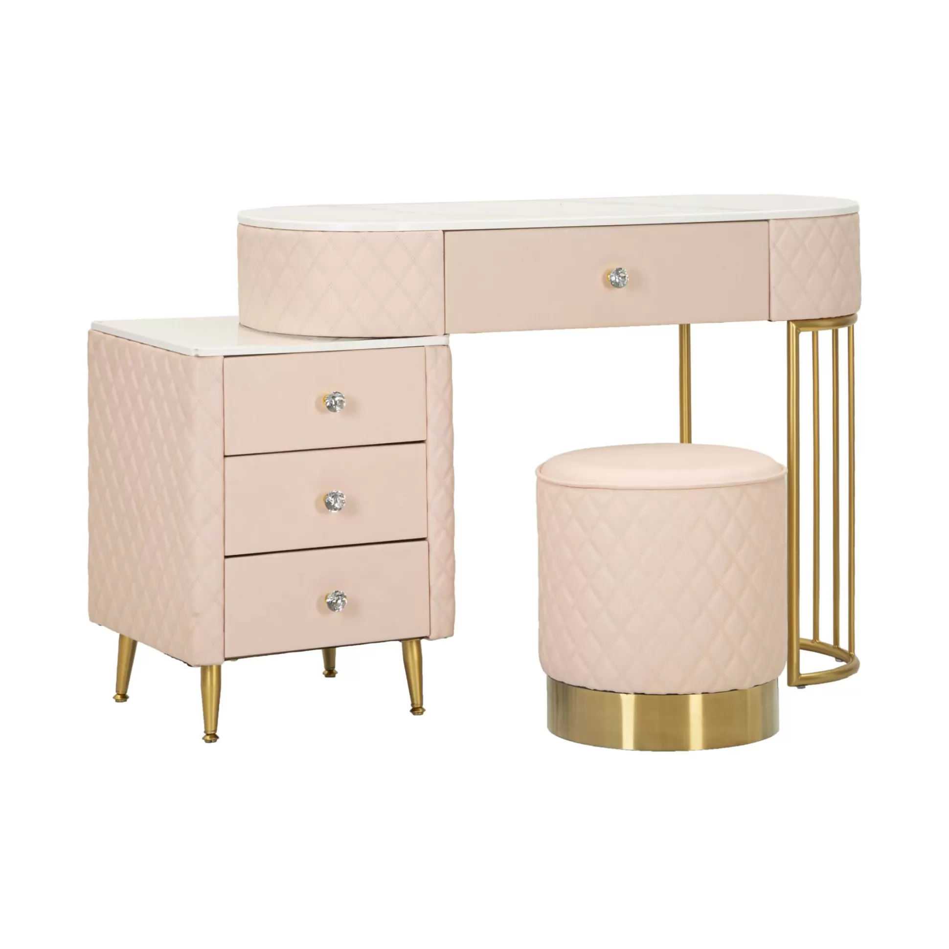 Dmora Consolle<Toeletta Guidobono, 120x40 h75 cm, Rosa e Oro