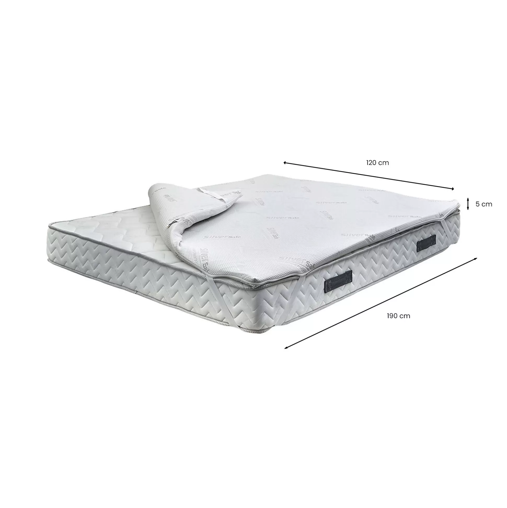 Dmora Topper Piazza E Mezza<Topper piazza e mezza Astracan, 100% Made in Italy, 120x190xh5 cm