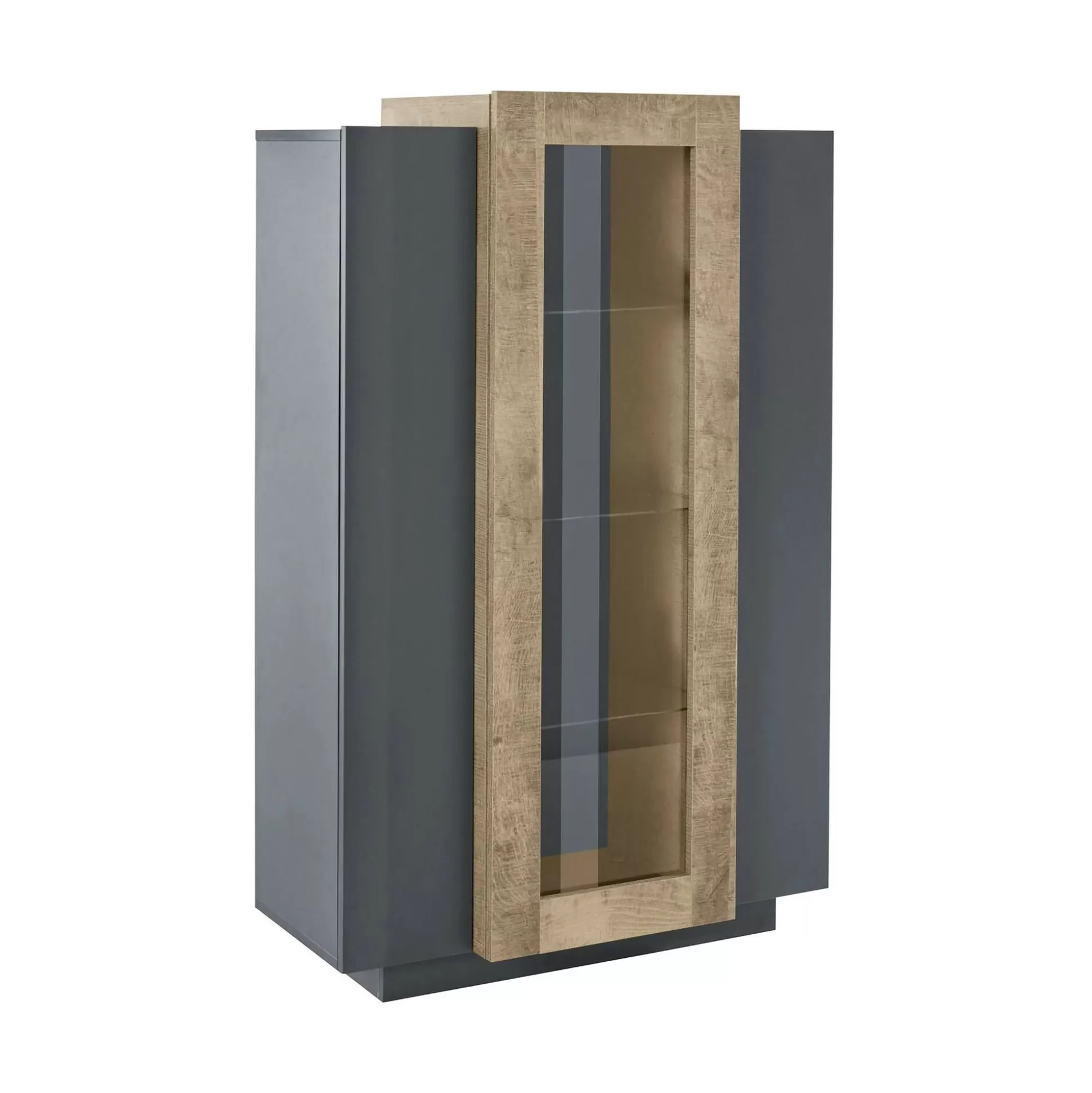 Dmora Vetrine<Vetrina Ablaze, cm 80x38h121, Antracite e Acero