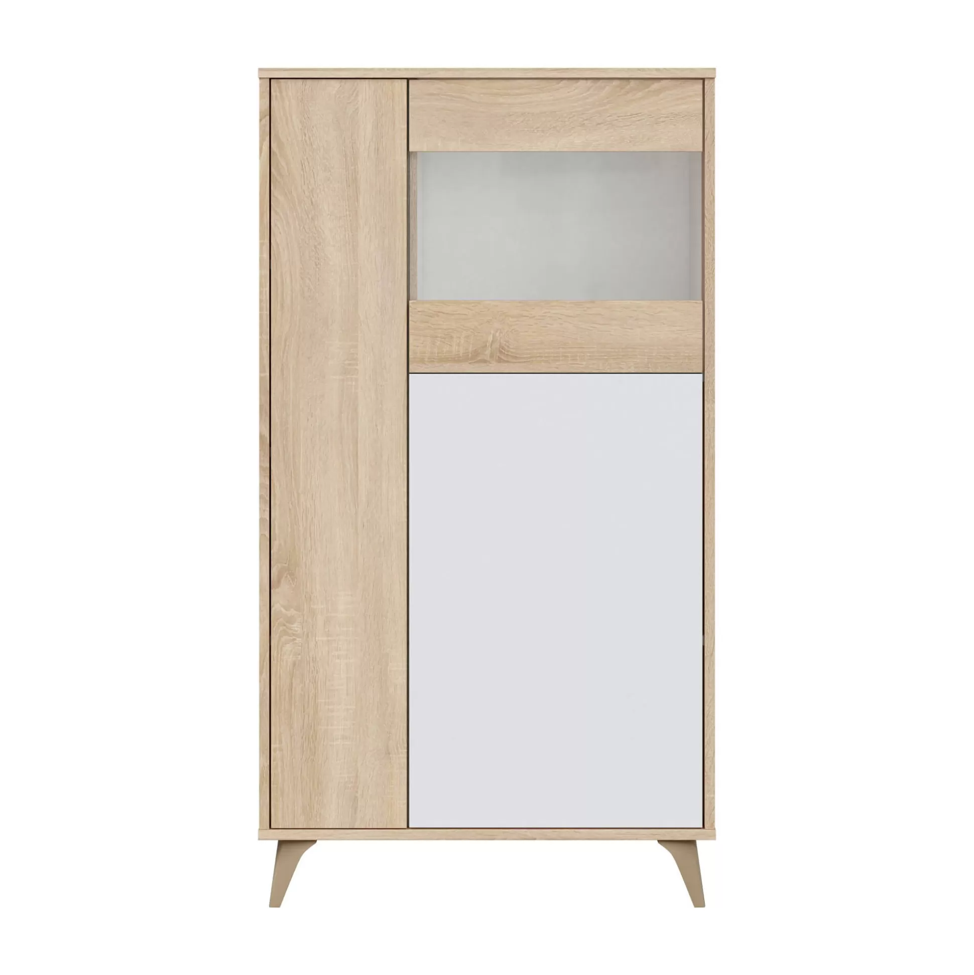 Dmora Vetrine<Vetrina Altavista, 77x33h142 cm, Rovere e Bianco