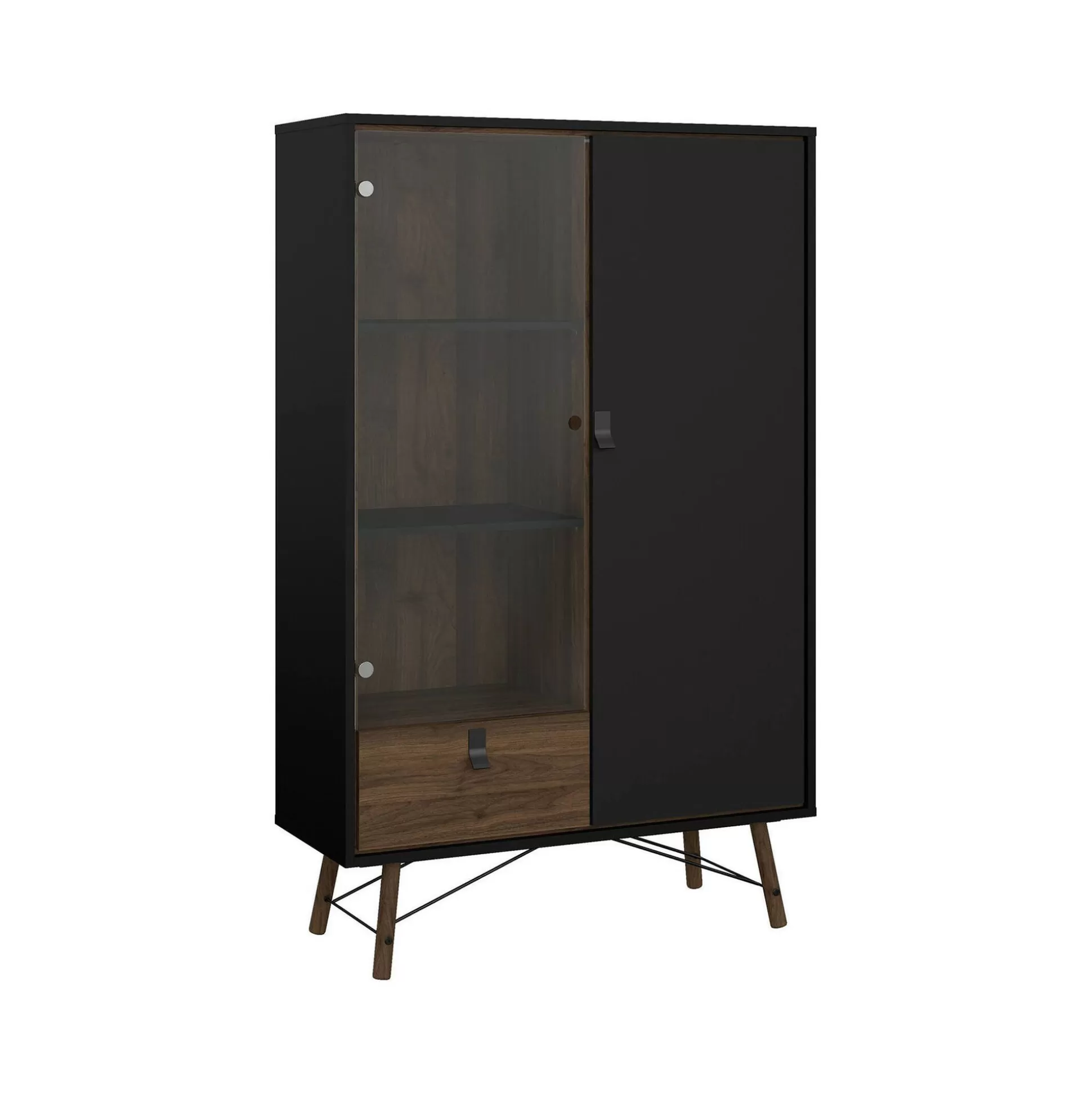 Dmora Vetrine<Vetrina Dvell, 40x102 h162 cm, Nero e Noce