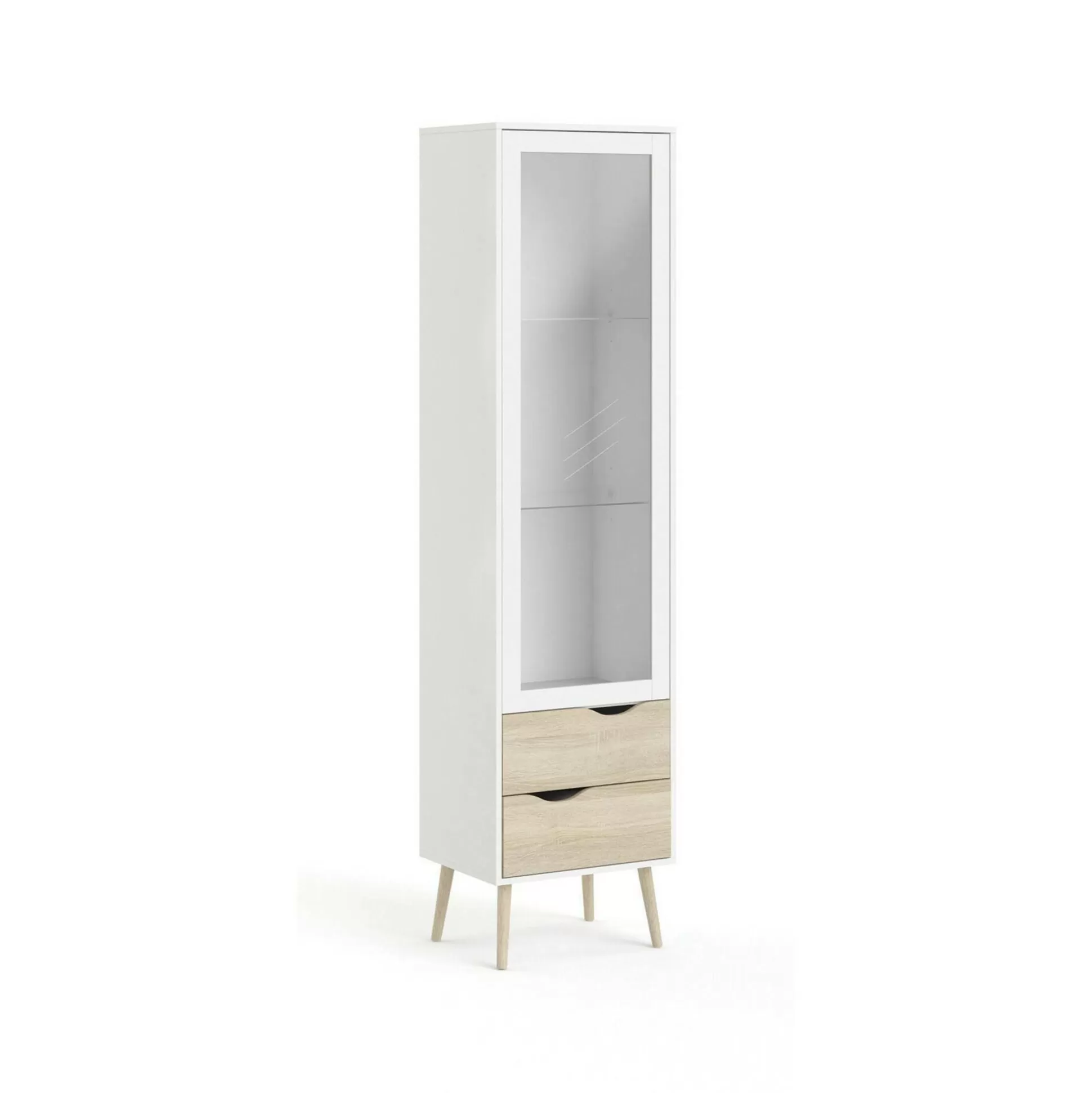Dmora Vetrine<Vetrina Fabia, 50x39 h200 cm, Bianco e Quercia
