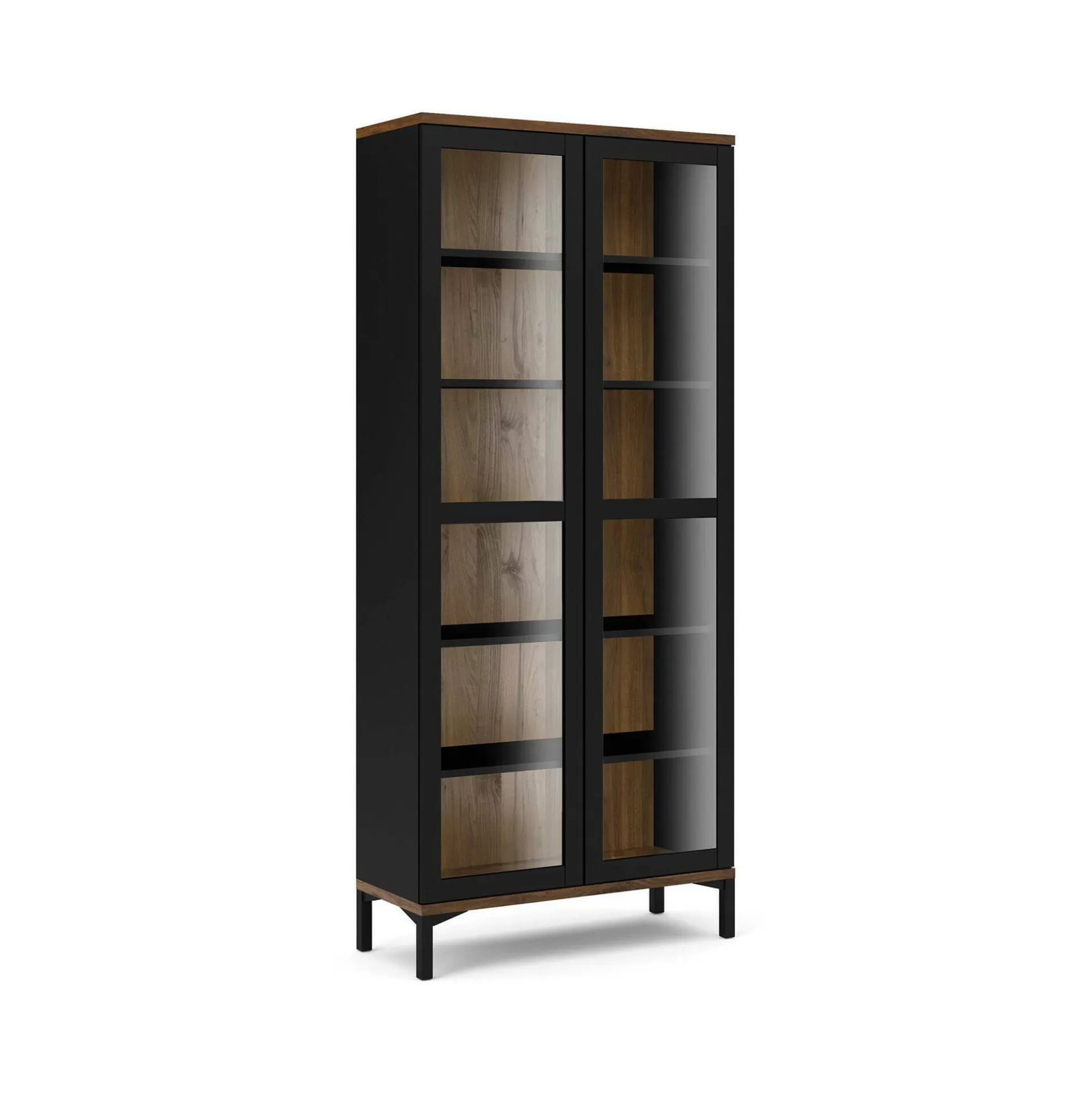 Dmora Vetrine<Vetrina Hudhud, 89x36 h203 cm, Nero e Noce