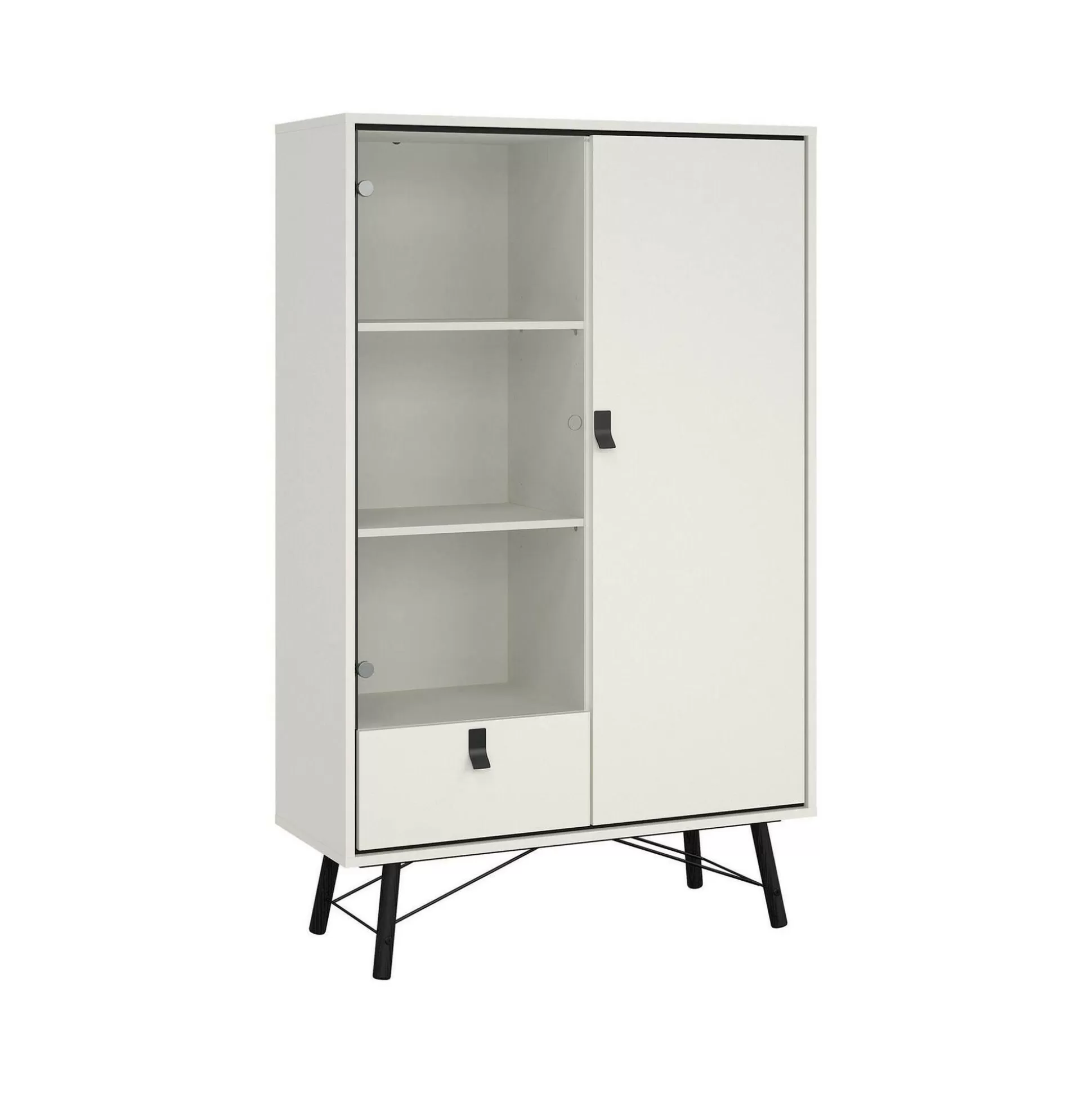 Dmora Vetrine<Vetrina Mora, 40x102 h162 cm, Bianco e Nero