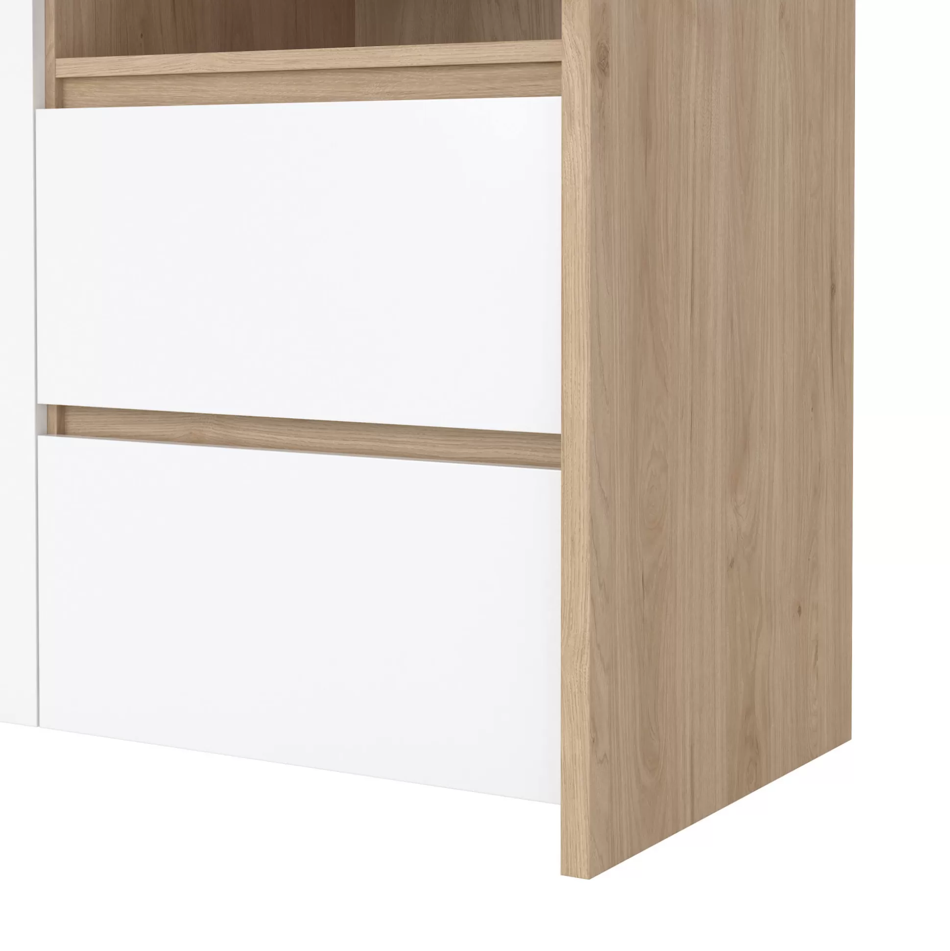 Dmora Vetrine<Vetrina Nadine, Credenza espositiva, Vetrinetta multiuso, Madia da soggiorno, 48x100 h170 cm, Rovere e Bianco
