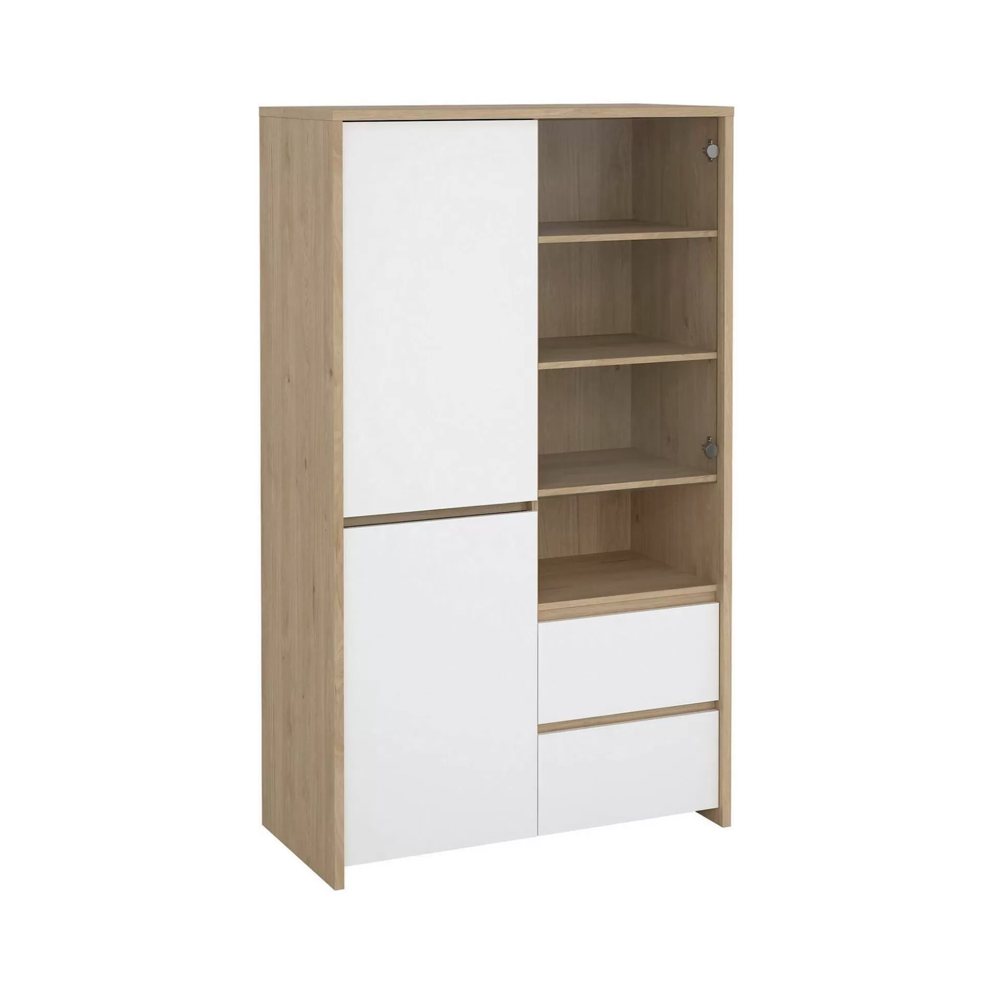 Dmora Vetrine<Vetrina Reykjavik, 48x100 h170 cm, Rovere e Bianco